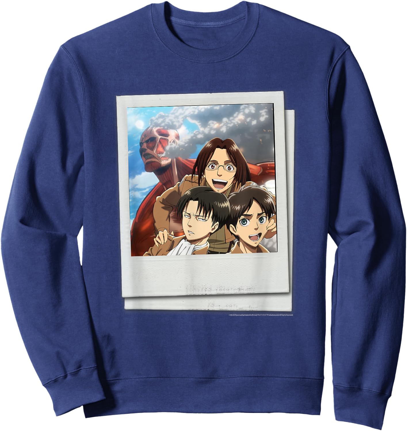 Attack on Titan See The Walls! Tourist Polaroid Photo Anime Sweatshirt - Sweatshirt | Navy