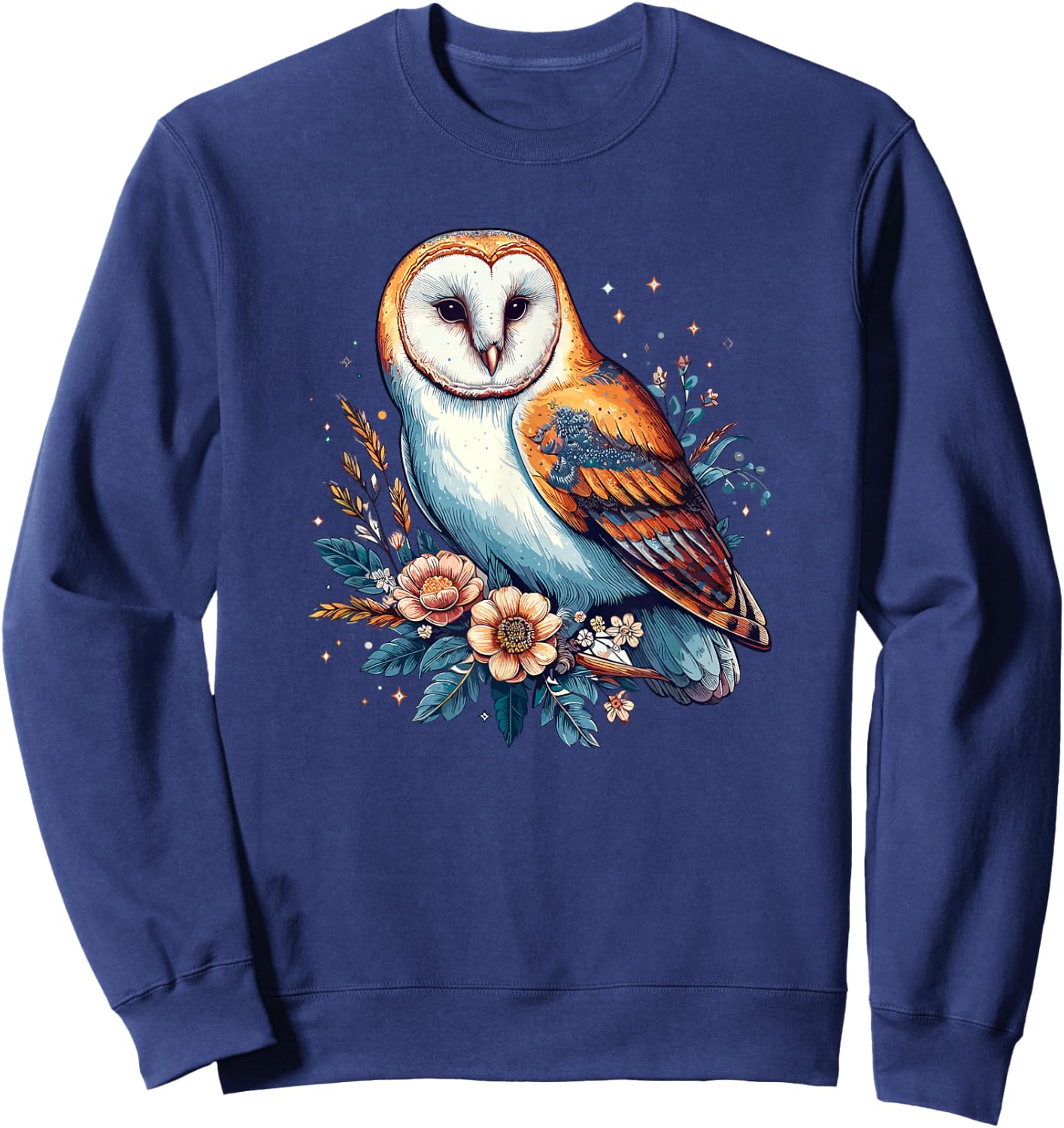 Girls Nature Flowers Barn Owl Art Lover Sweatshirt - Sweatshirt | Navy