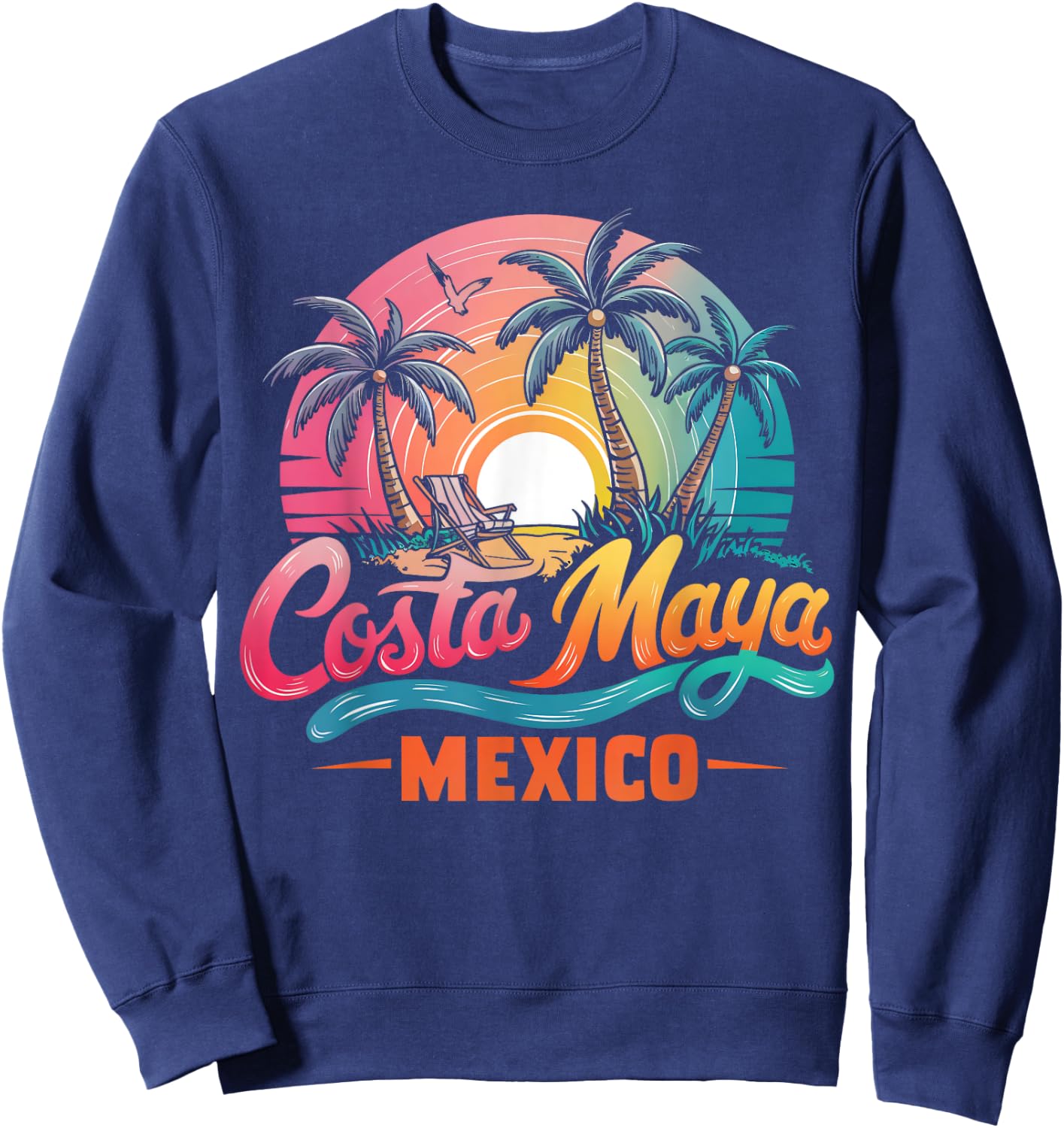 Costa Maya Mexico Tropical Sunset beach Souvenir Vacation Men Women Girls Kids Sweatshirt - Sweatshirt | Navy