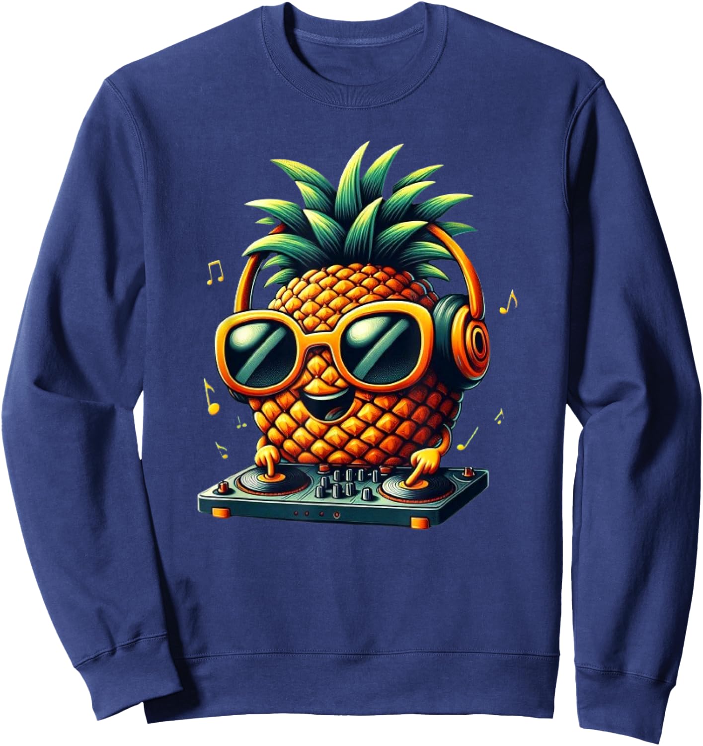 Pineapple DJ With Sunglasses Beach Funny Pineapple Summer Men Women Kids Sweatshirt - Sweatshirt | Navy