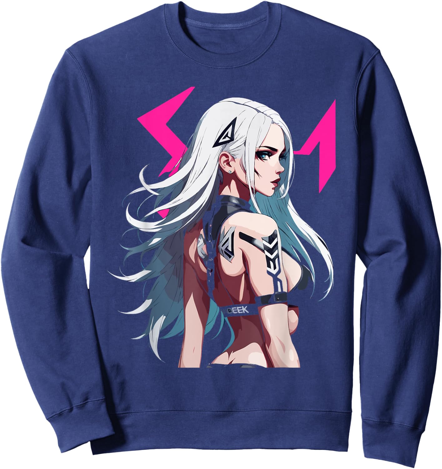 Sexy Waifu Otaku Anime Cyberpunk Girl Japanese Sweatshirt - Sweatshirt | Navy