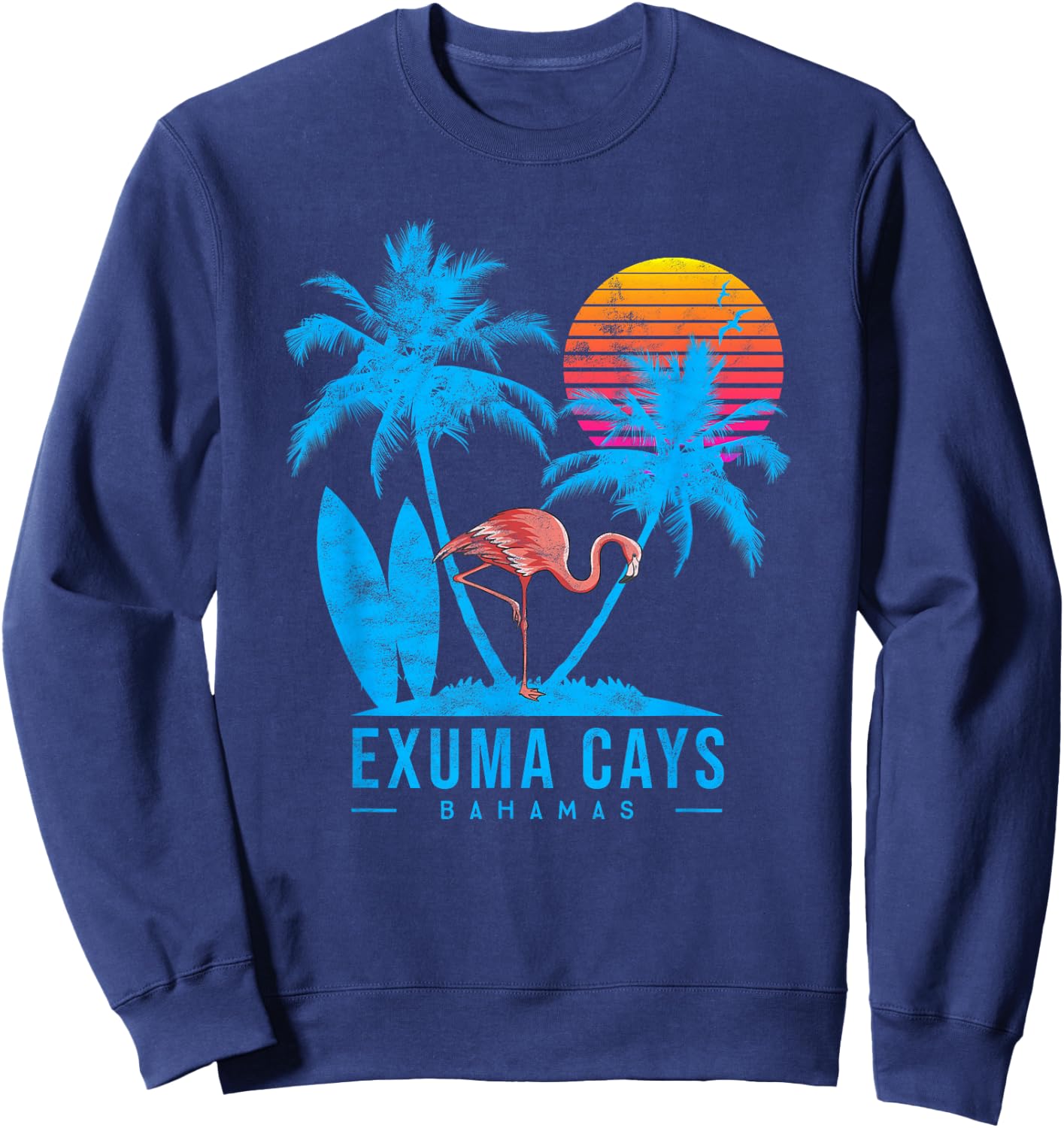 Exuma Cays, Bahamas. Palm trees sunset Sweatshirt - Sweatshirt | Navy
