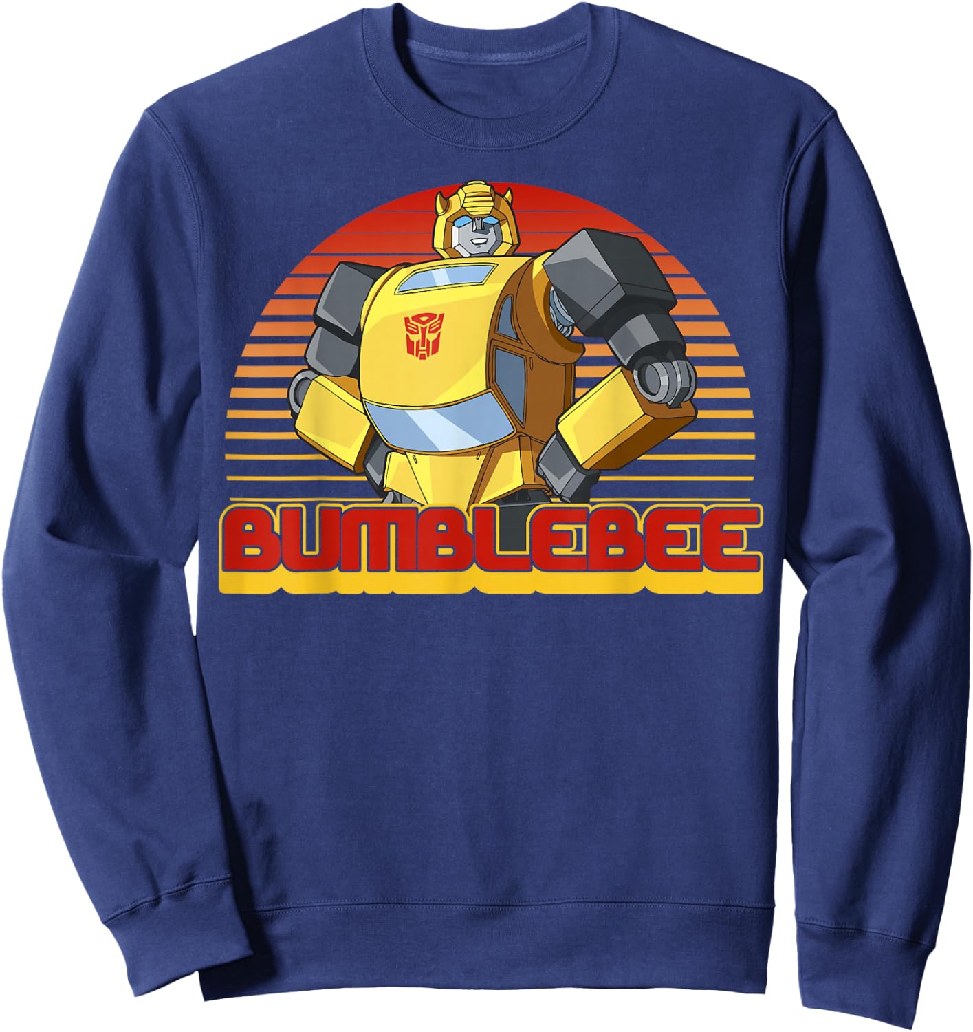 Transformers Bumblebee Retro Stripes Vintage Portrait Small Sweatshirt - Sweatshirt | Navy