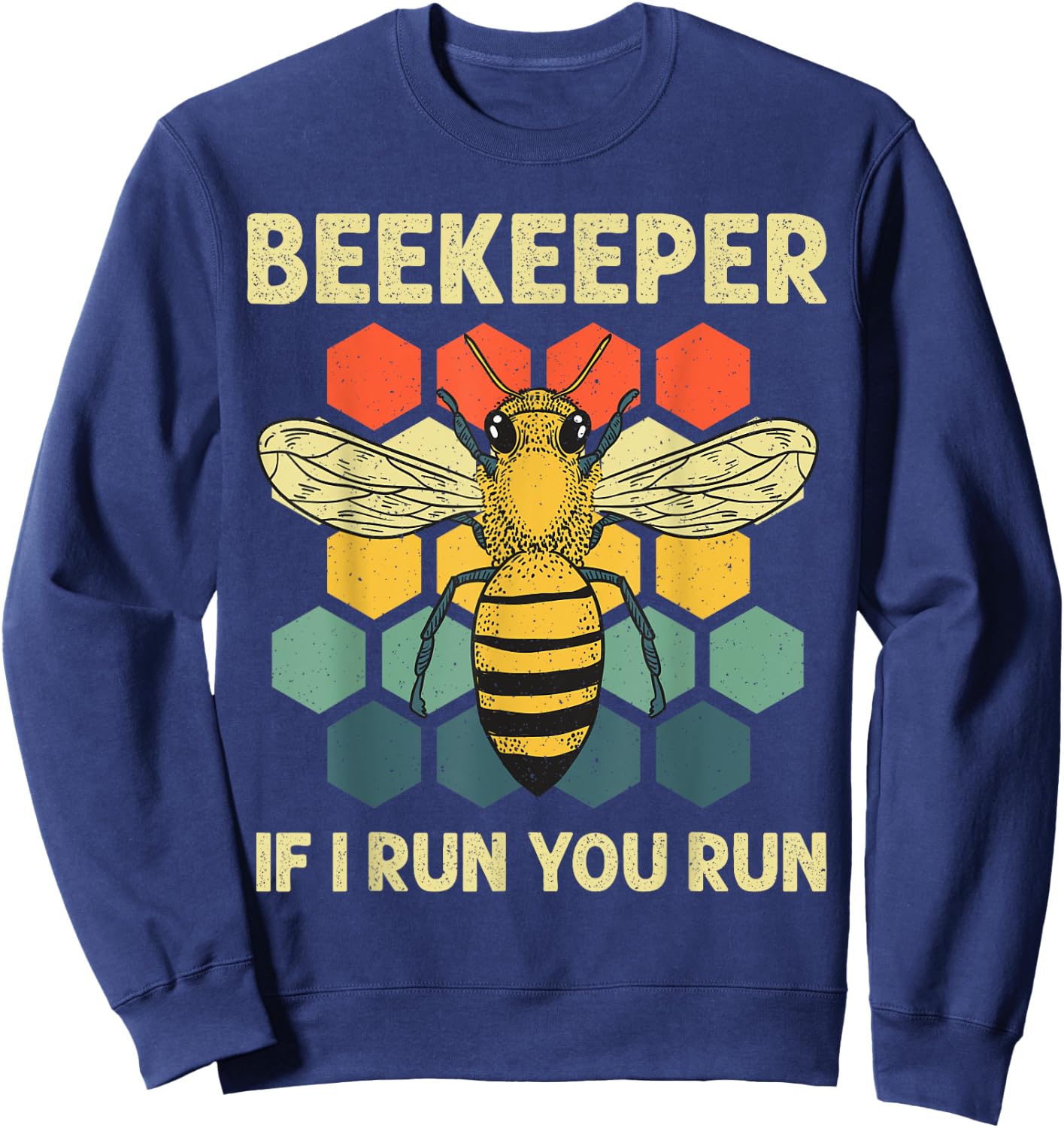 Funny Beekeeper Art Women Bee Honeycomb Beekeeping Sweatshirt - Sweatshirt | Navy