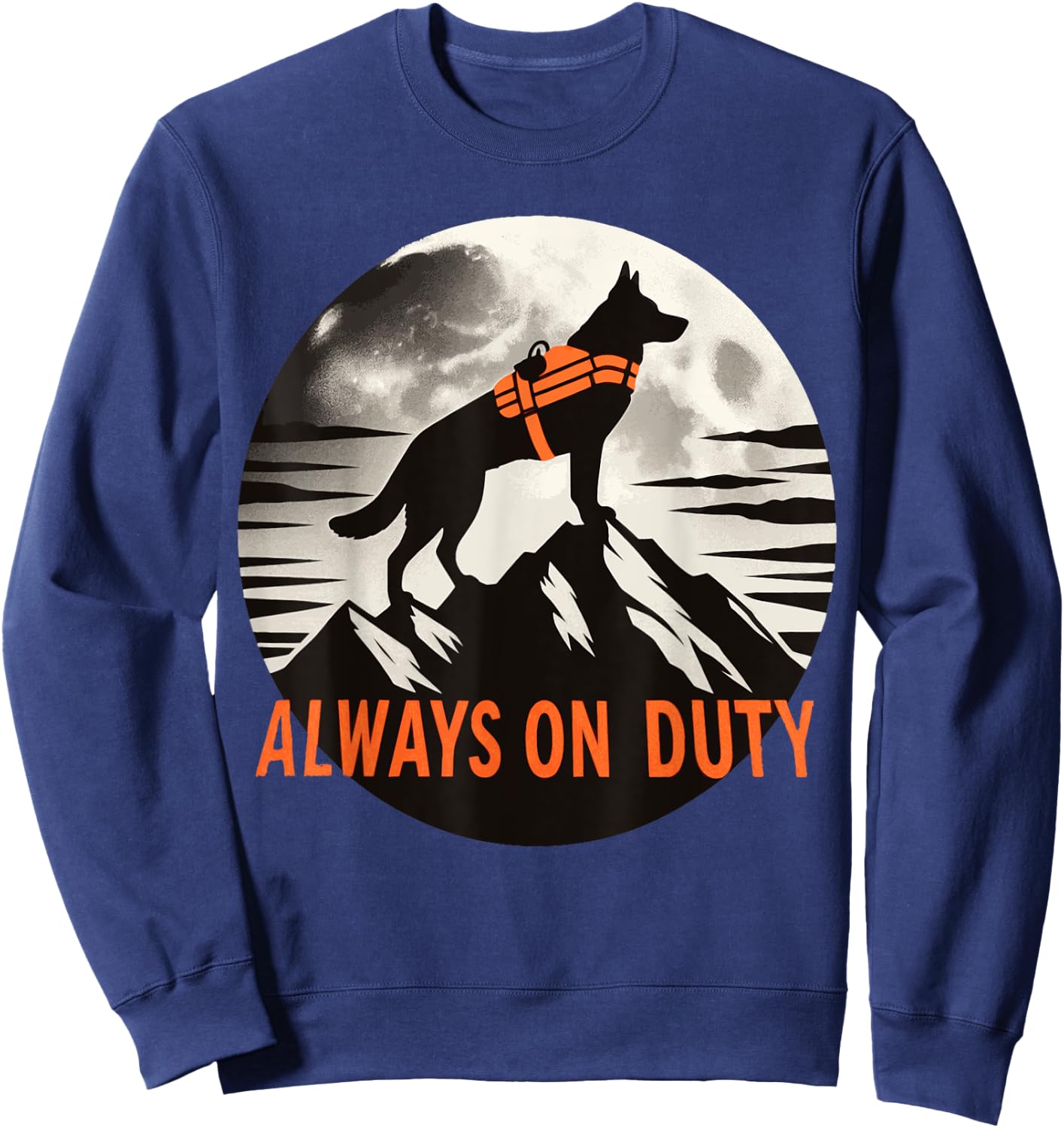 Search and Rescue Dog Silhouette Always on Duty Mountain Women Kids Sweatshirt - Sweatshirt | Navy