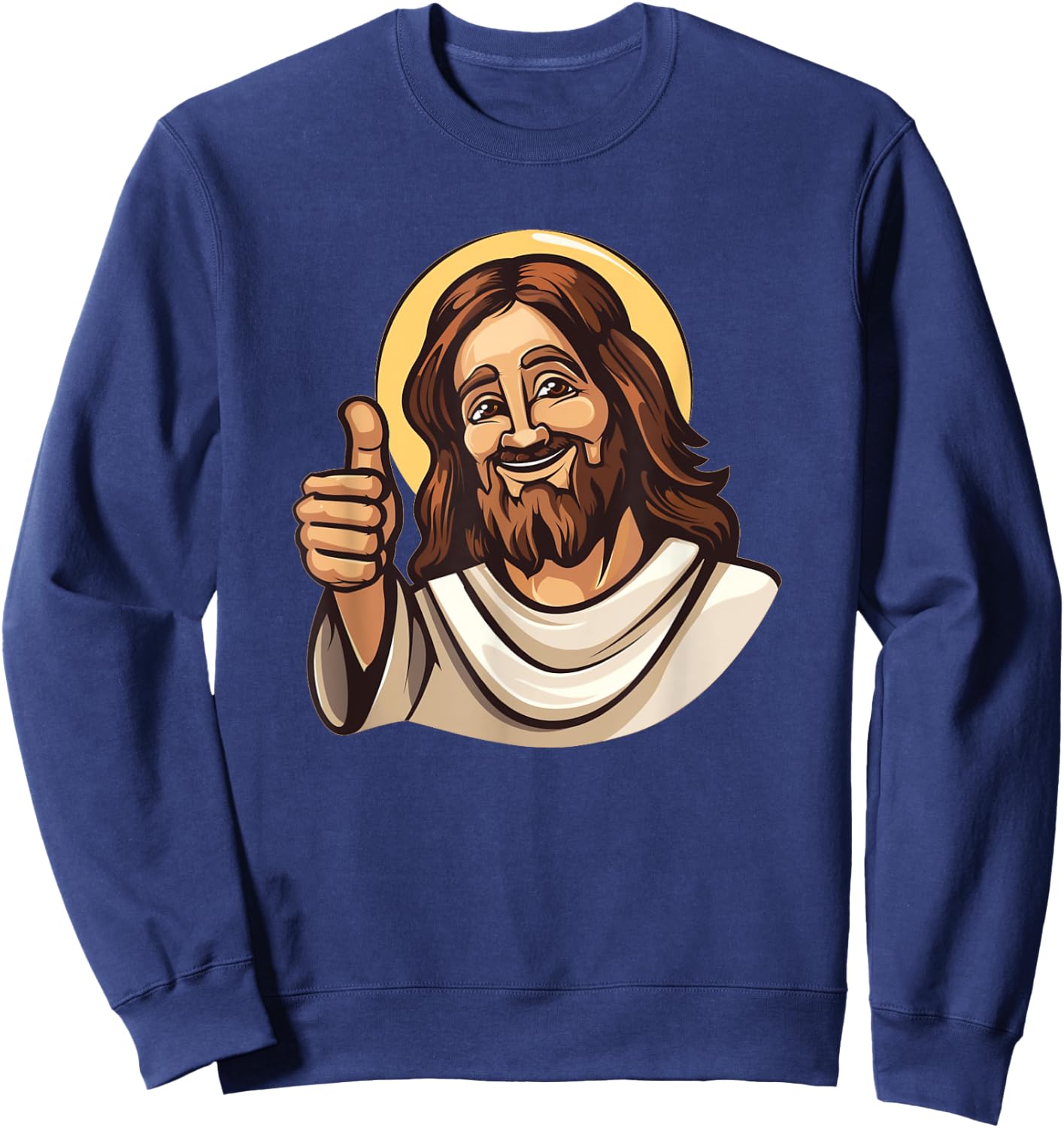 Smiling Jesus Christ with Thumb up Costume Sweatshirt - Sweatshirt | Navy