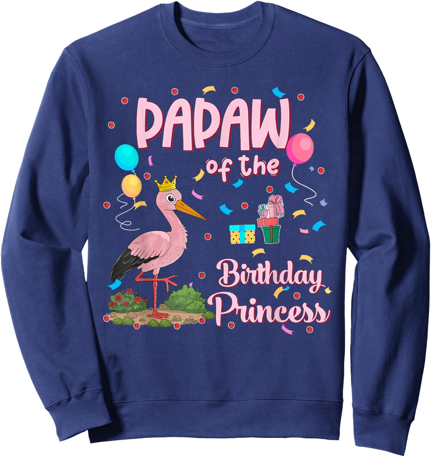 Papaw of the Birthday Princess Pink Flamingo Party Squad Sweatshirt - Sweatshirt | Navy