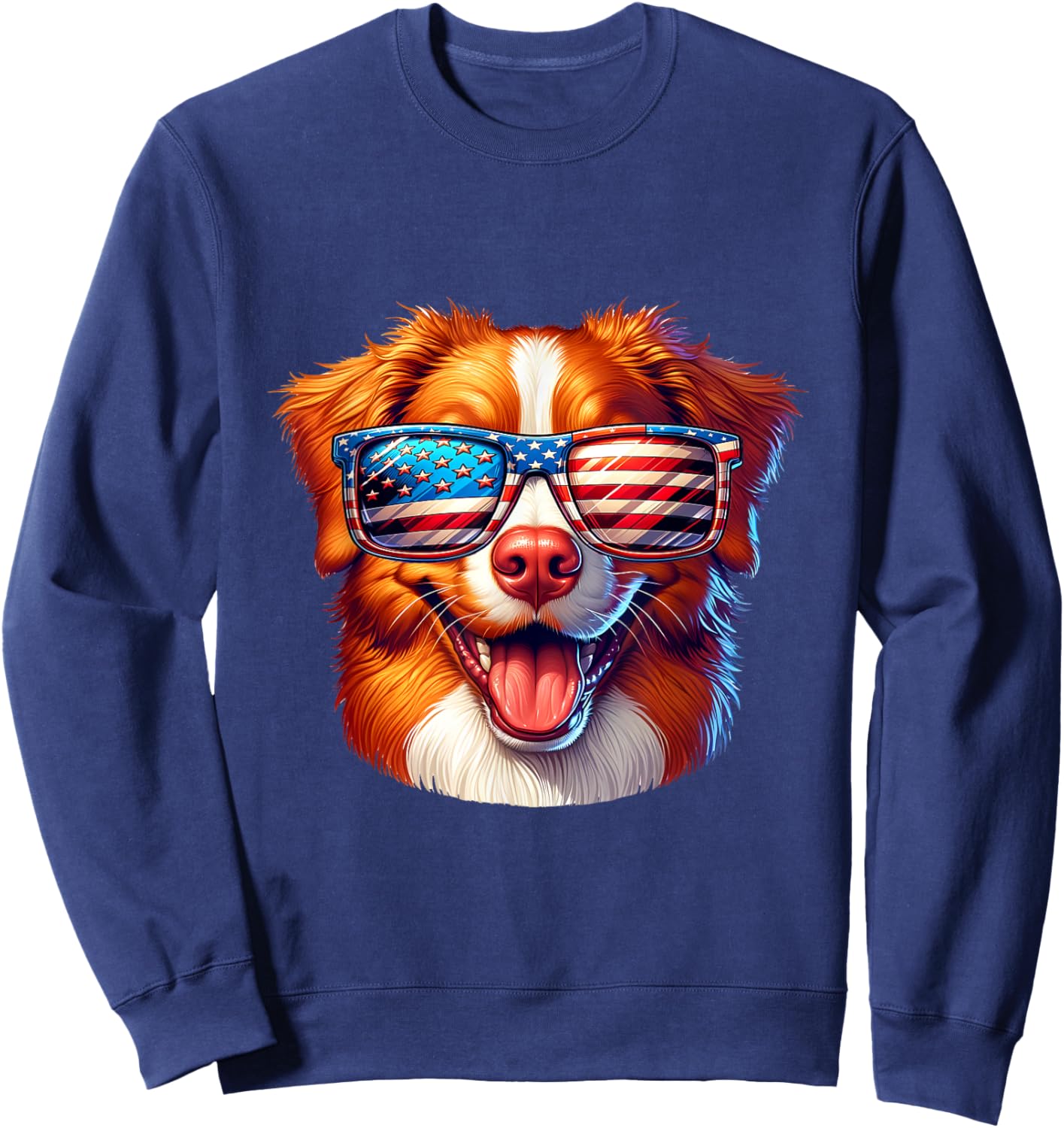 Nova Scotia Duck Tolling Retriever toller 4th Of July Dog Women Kids Sweatshirt - Sweatshirt | Navy