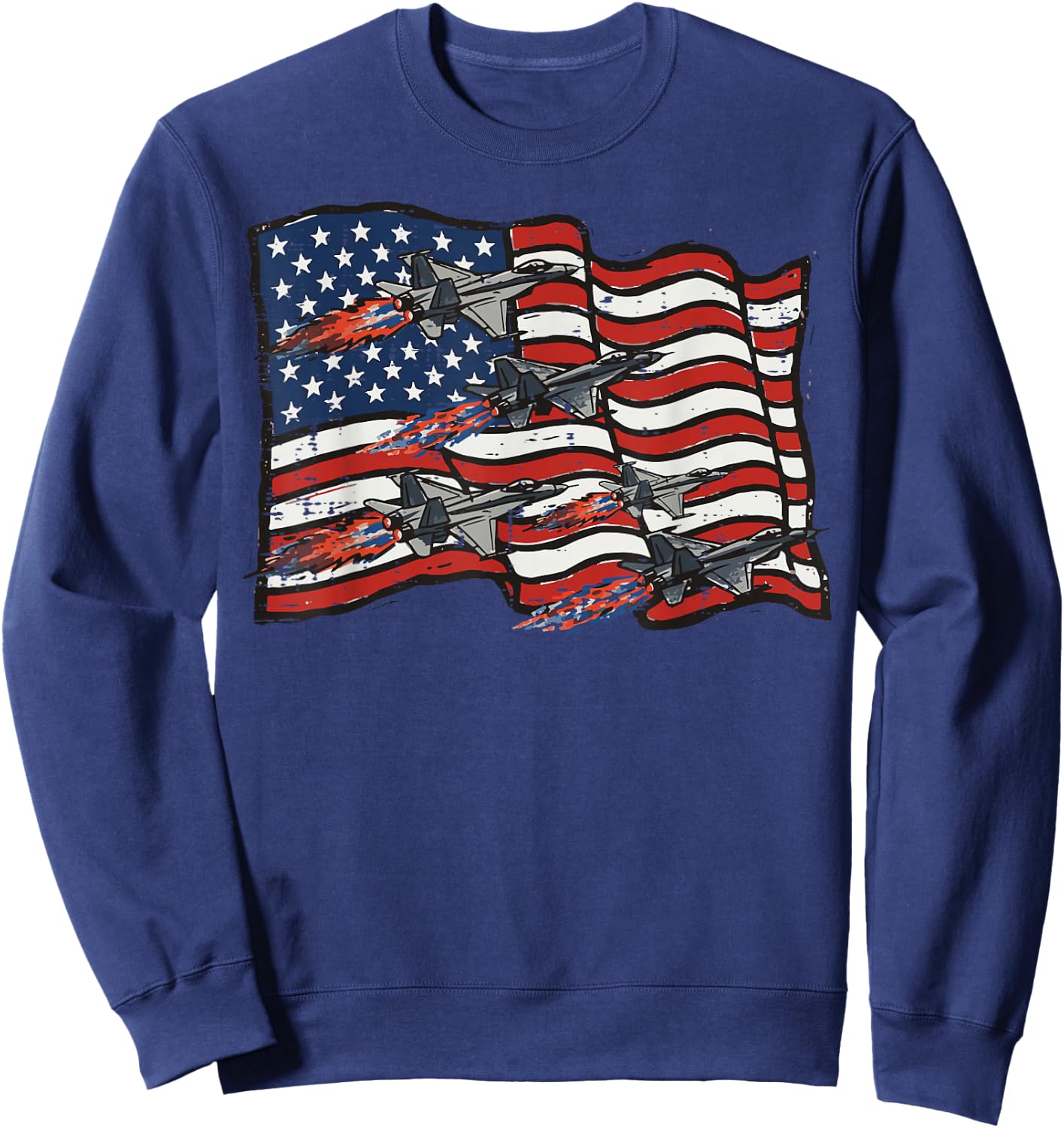 4th of July Jets America Flag Patriotic Men Boys Kids Women Sweatshirt - Sweatshirt | Navy