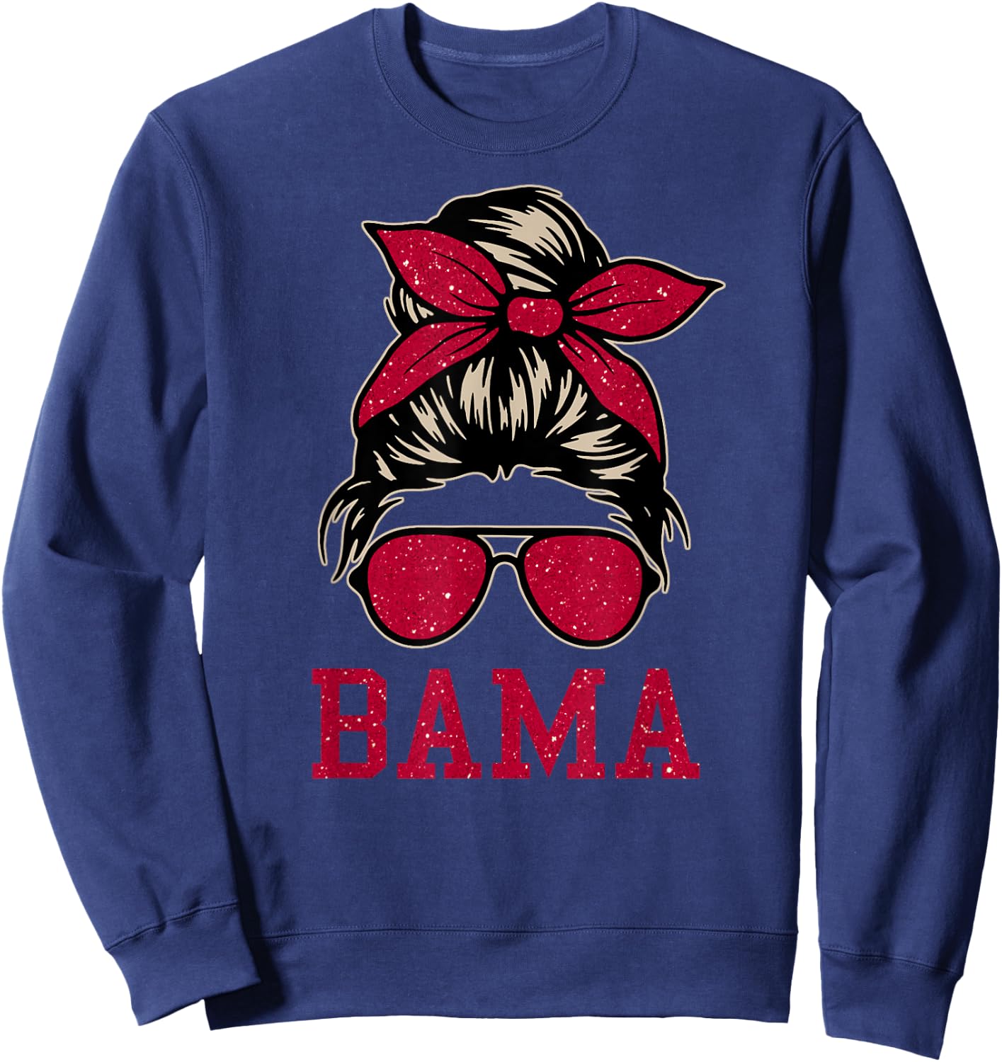 BAMA Women Girl Mom Messy Bun Hair. Sweatshirt - Sweatshirt | Navy