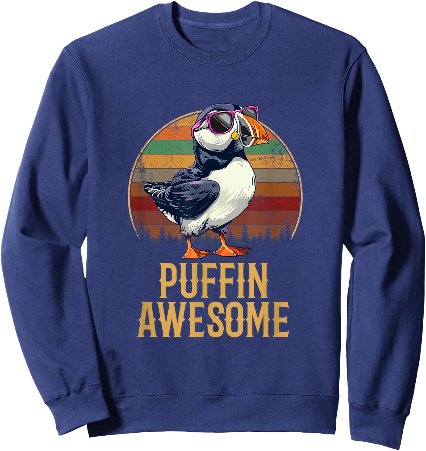 Puffin Awesome, Puffin Sweatshirt - Sweatshirt | Navy