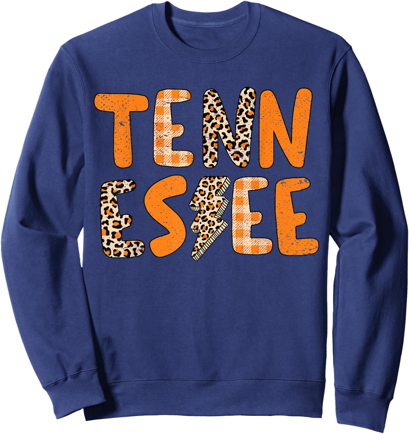 Tennessee State Flag Orange Plaid Leopard TN Sweatshirt - Sweatshirt | Navy
