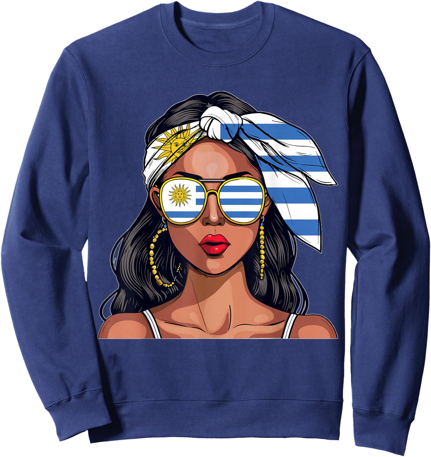 Uruguayan Souvenirs Products Woman Flag Uniform Uruguay Sweatshirt - Sweatshirt | Navy