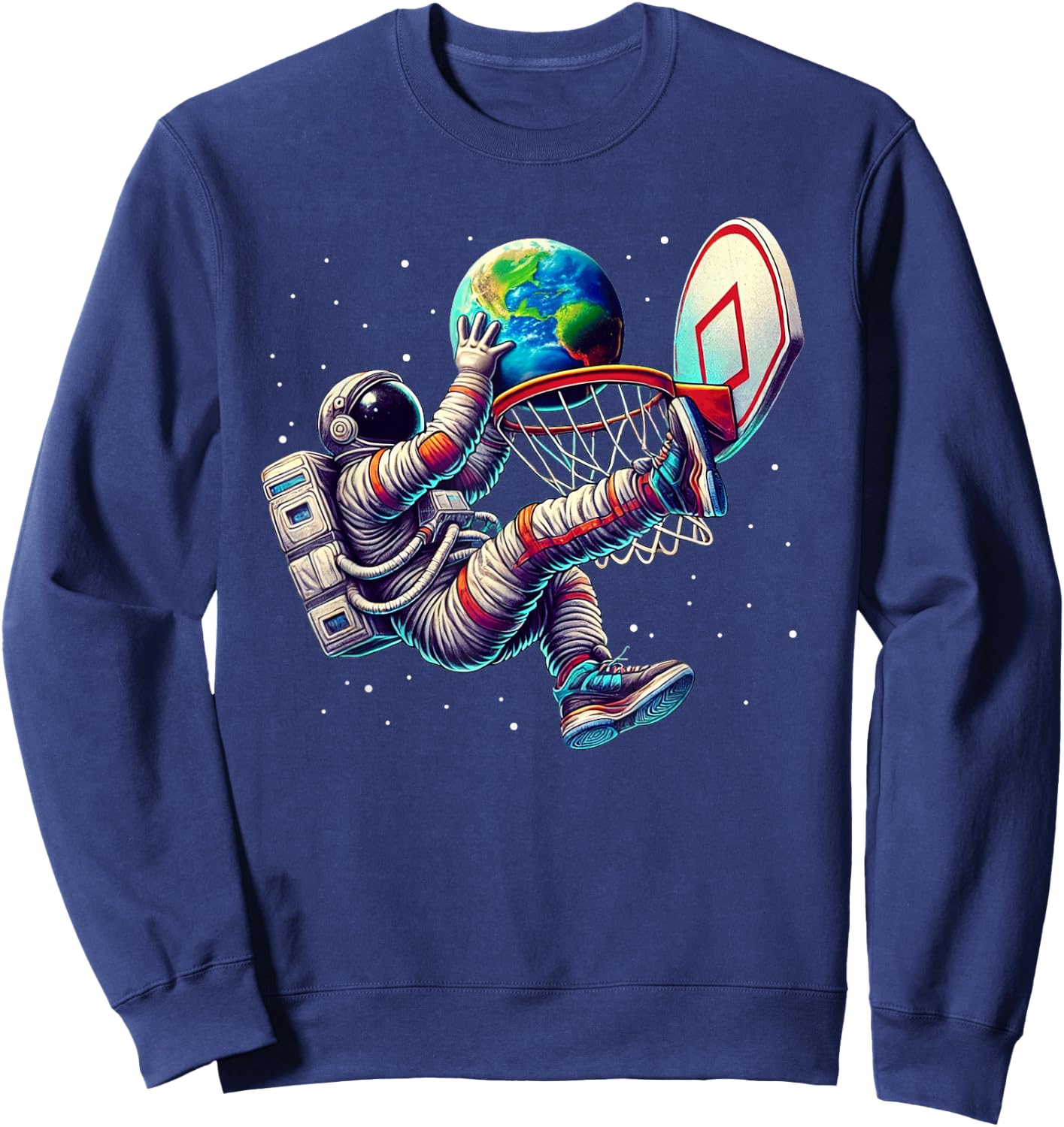 Astronaut Basketball Men Women Kids Outer Space Sweatshirt - Sweatshirt | Navy