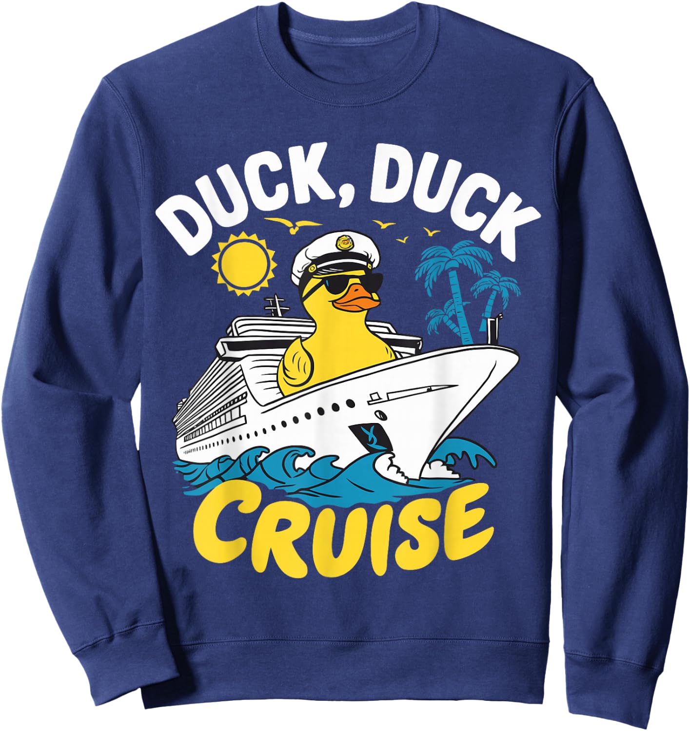 Duck Duck Cruise Ship Family Matching Vacation Rubber Duck Sweatshirt - Sweatshirt | Navy