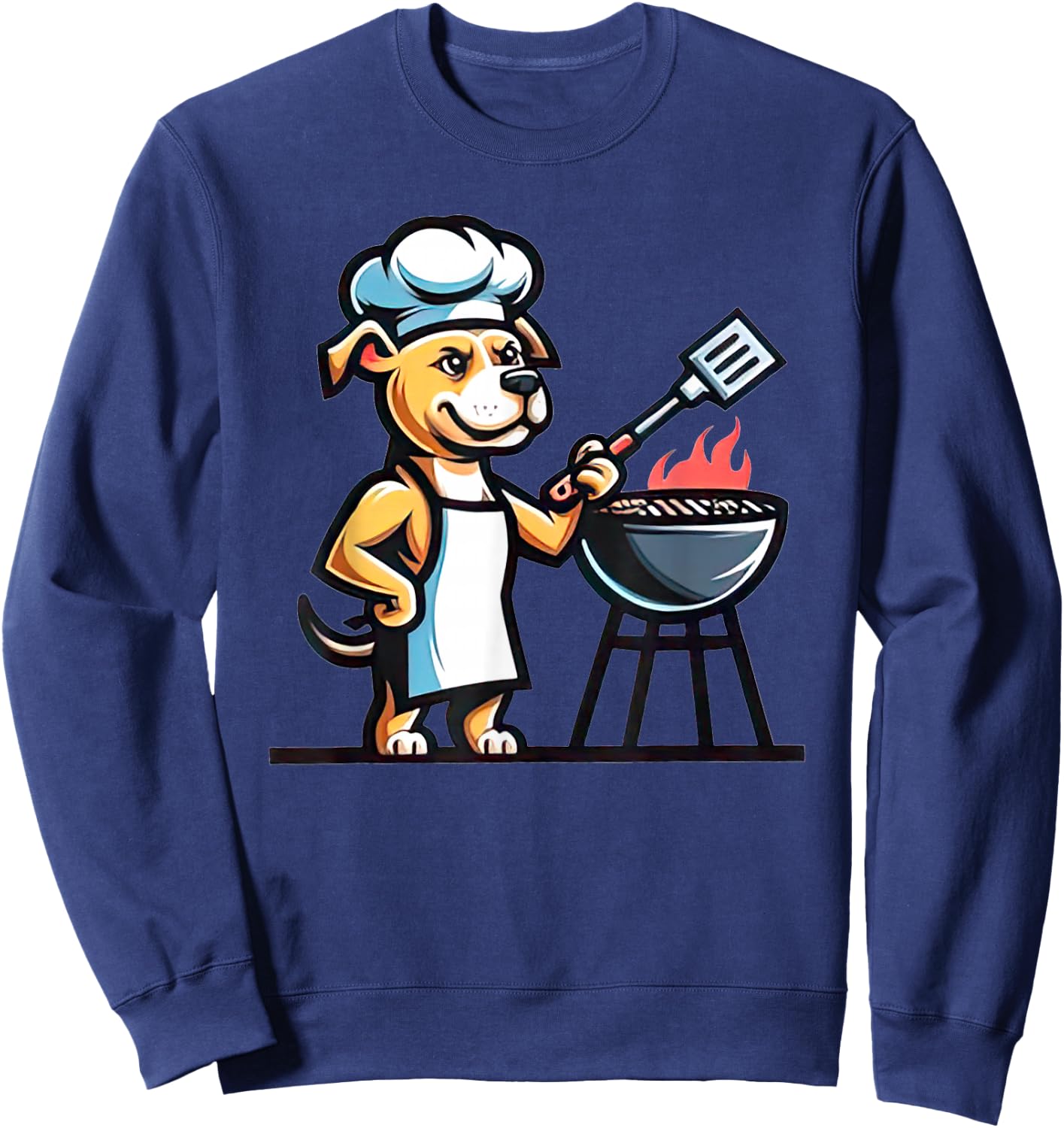 Pitbull Dog Doing Barbecue Dog Lover Funny Grill Master Sweatshirt - Sweatshirt | Navy