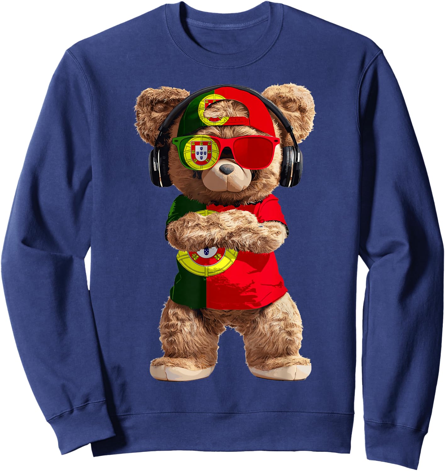 Portugal Flag Souvenirs Bear Outfit Products Portuguese Sweatshirt - Sweatshirt | Navy