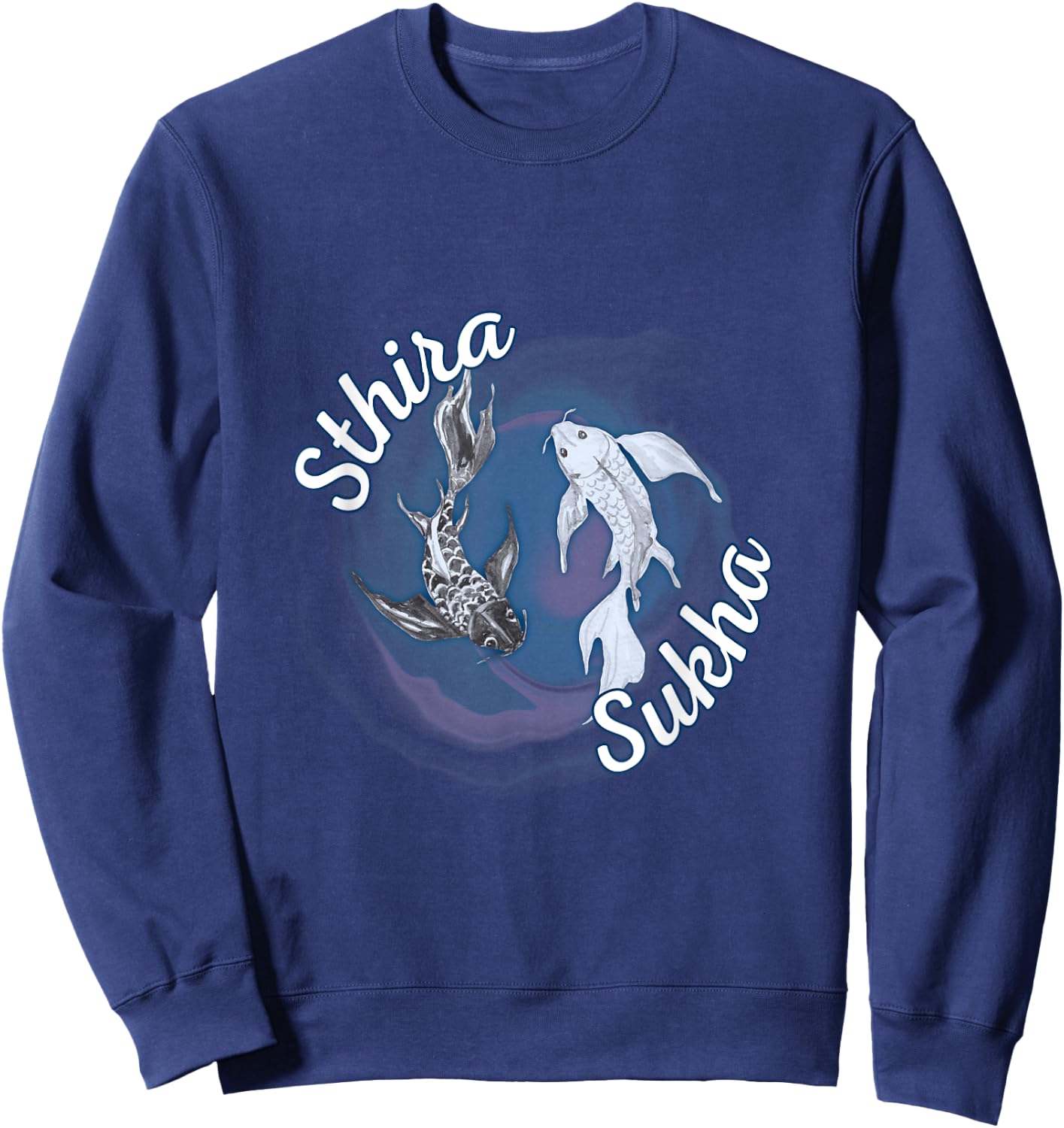Sthira And Sukha Yoga Asana Steadiness Ease Yin Yang Sweatshirt - Sweatshirt | Navy