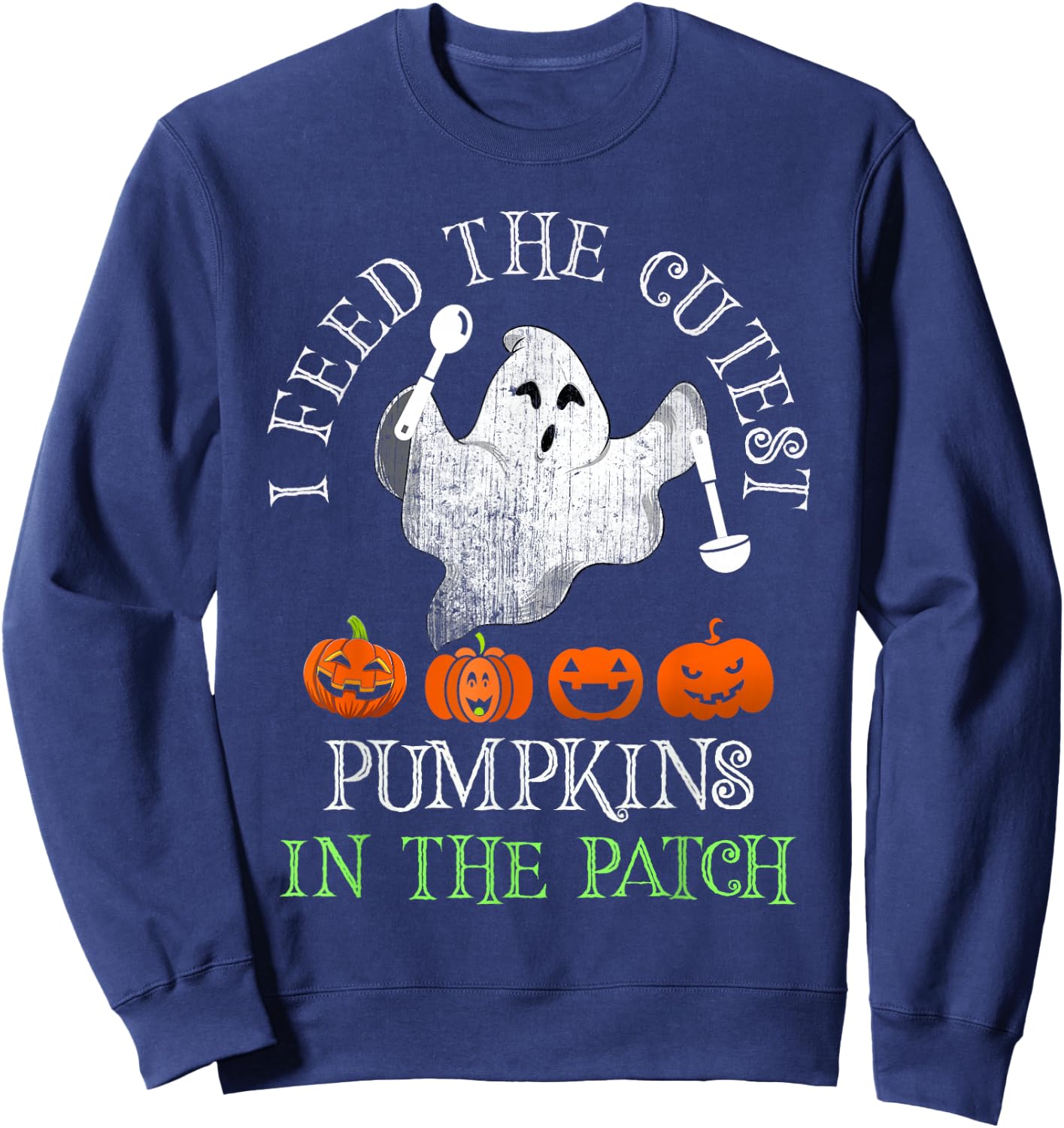 Halloween LUNCH LADY Squad School Food Service Boo Crew Sweatshirt - Sweatshirt | Navy
