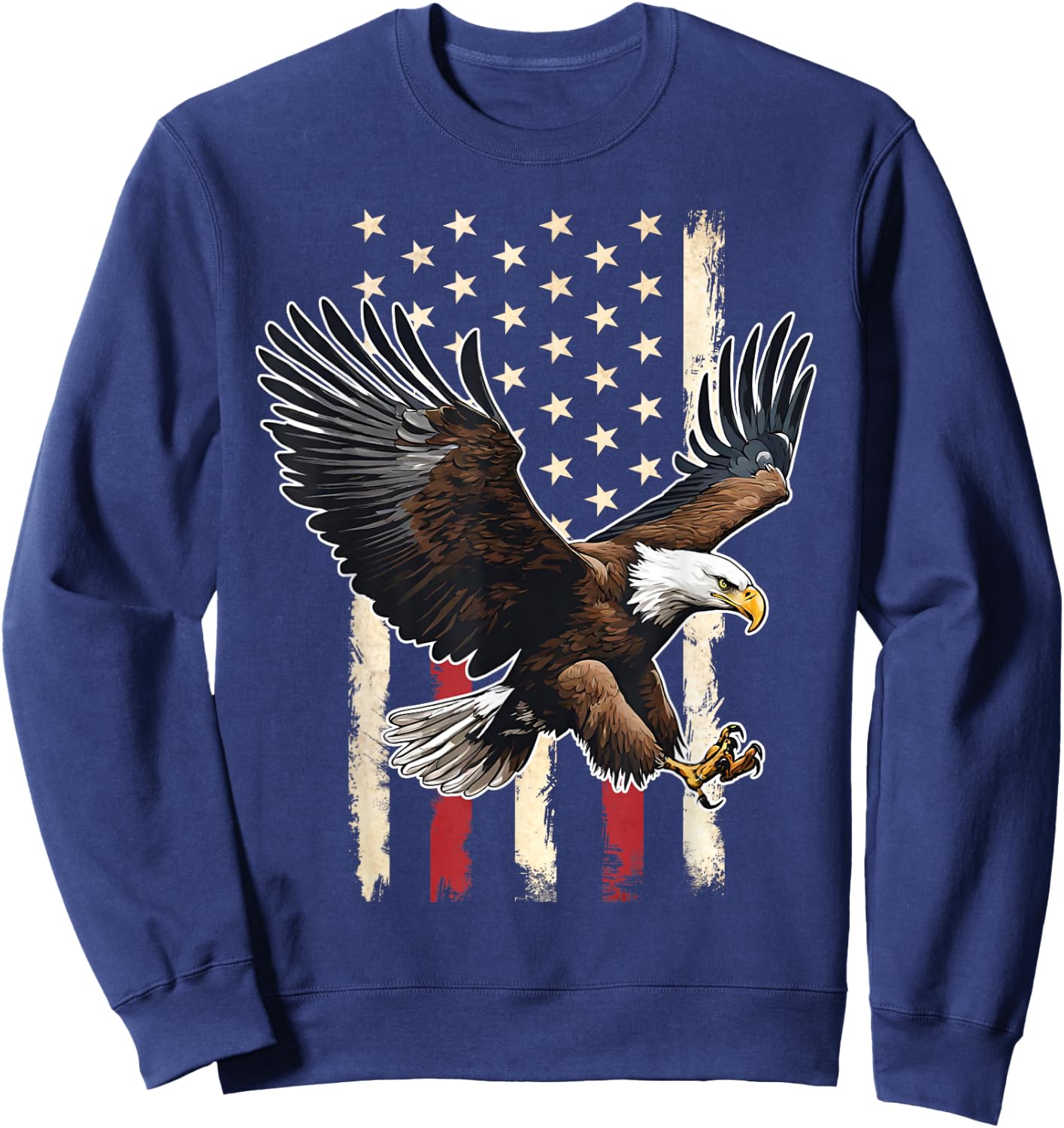 Vintage Bald Eagle American flag 4th Of July Boys Patriotic Sweatshirt - Sweatshirt | Navy