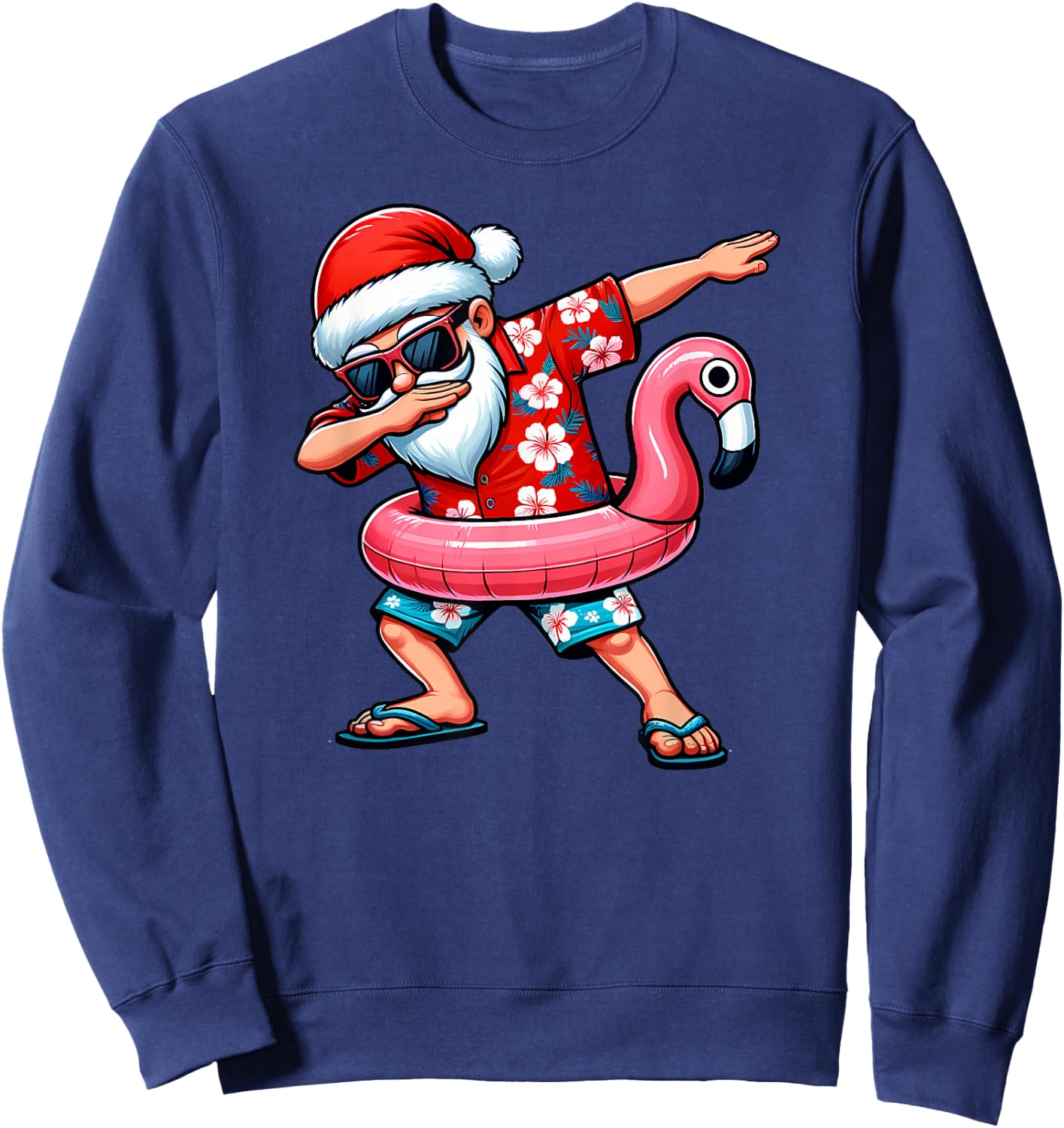 Dabbing Santa Christmas in July Hawaiian Xmas Dab Boys Men Sweatshirt - Sweatshirt | Navy