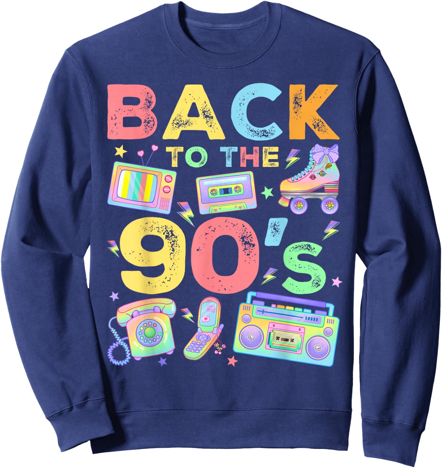 Back To 90's 1990s Vintage Style Nineties Retro Party Sweatshirt - Sweatshirt | Navy