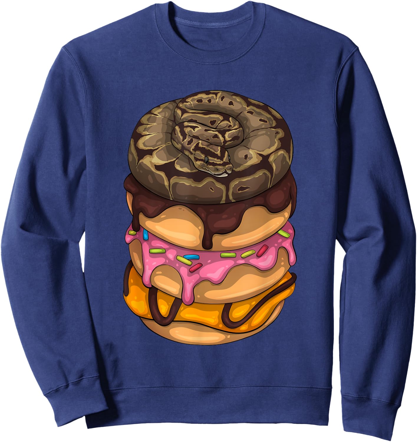 Cool Snake Women Donut Ball Python Reptile Doughnut Sweatshirt - Sweatshirt | Navy