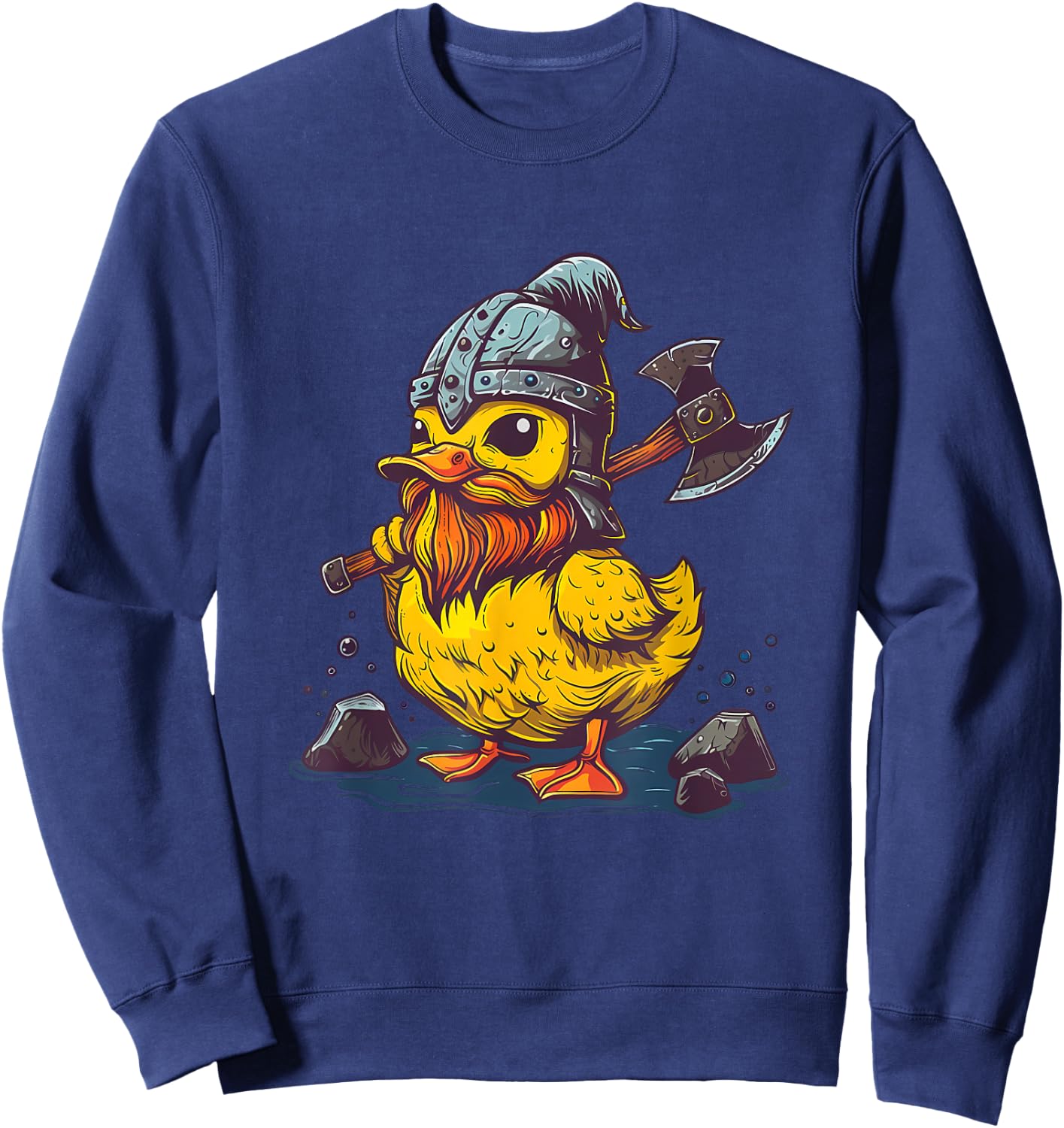 Rubber Duckie Rubber Duck Viking Duck Funny Rubber Duck Sweatshirt - Sweatshirt | Navy