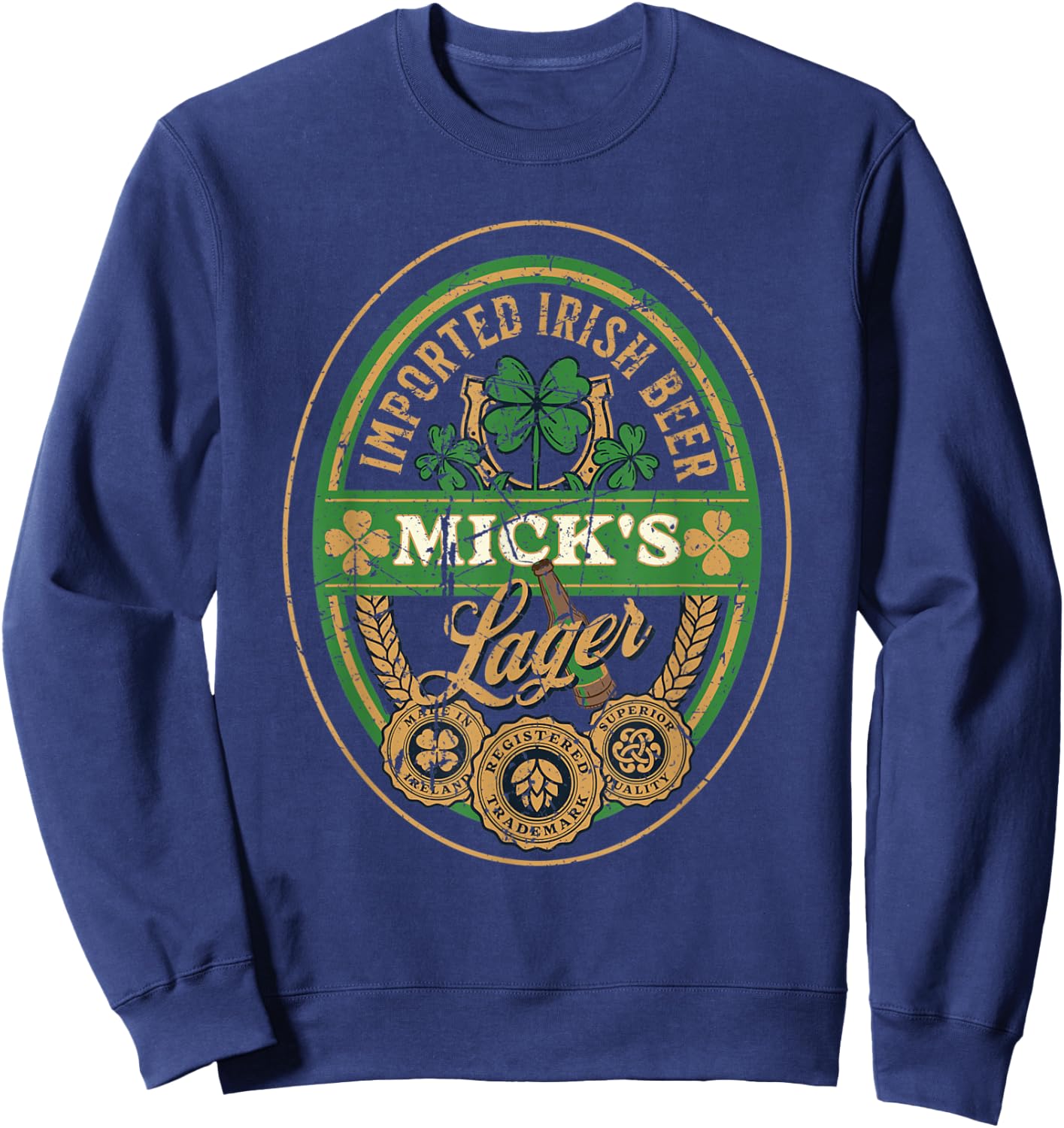 Mick's Lager Imported Irish Beer St Patricks Day Logo Sweatshirt - Sweatshirt | Navy