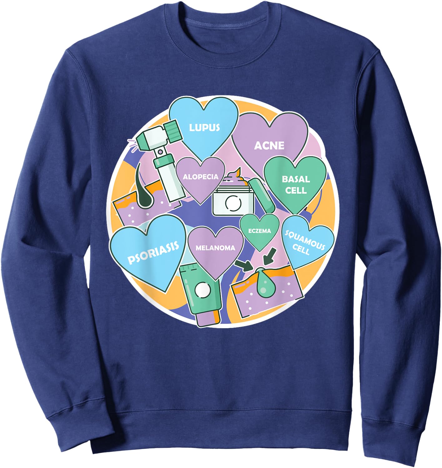 Dermatologist Team Love Dermatology Profession Skin Doctor Sweatshirt - Sweatshirt | Navy