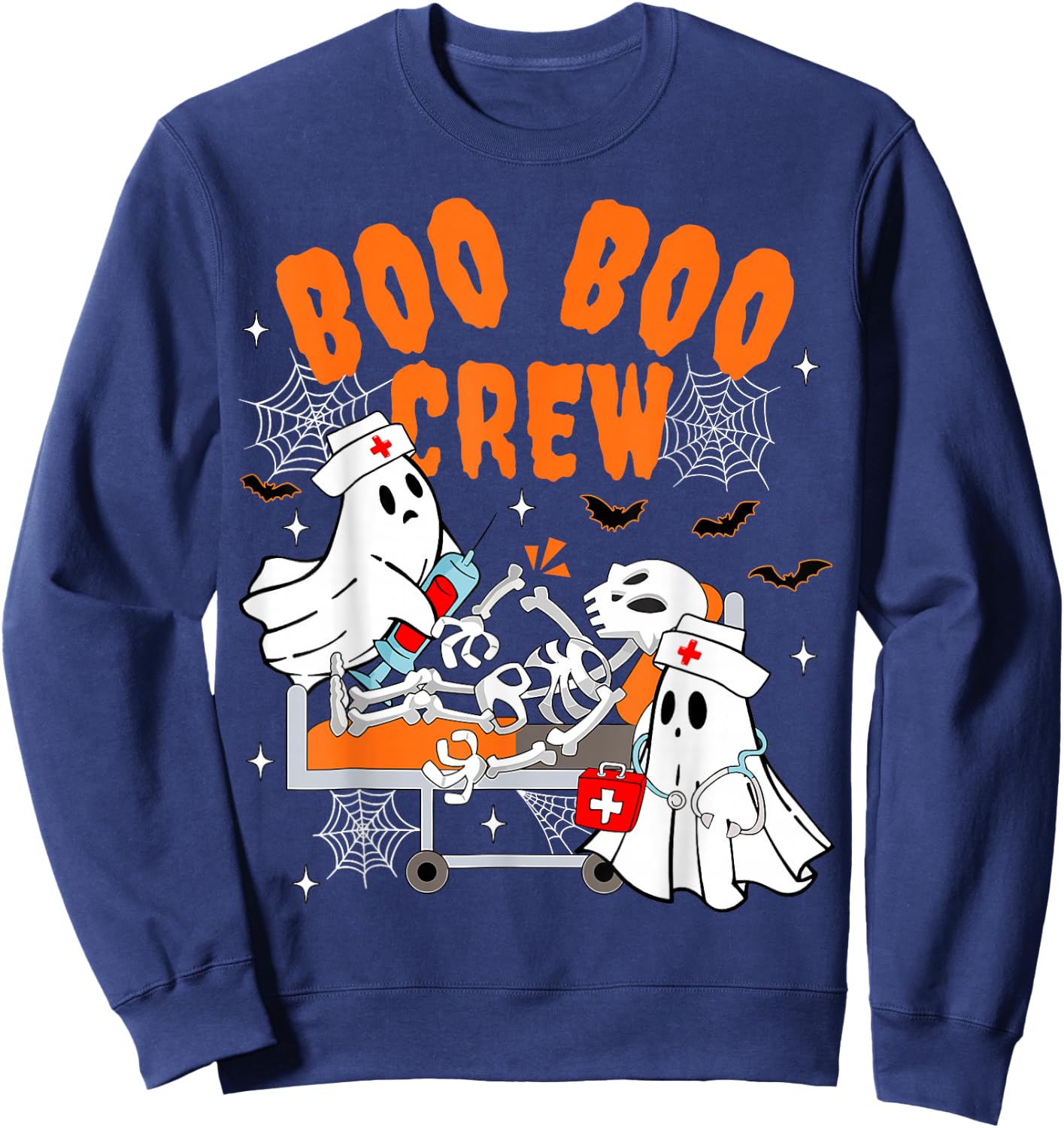 Boo Boo Crew Halloween Ghost Nurse Pediatric Nurse OR Nurse Sweatshirt - Sweatshirt | Navy