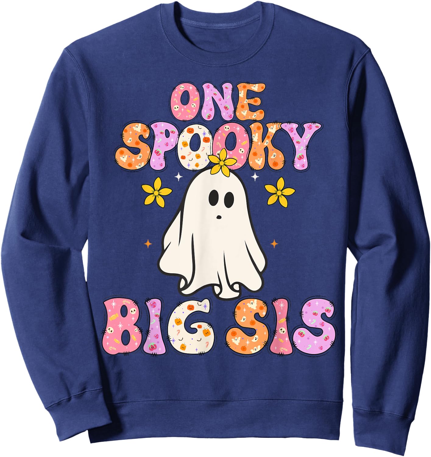 Big Sister Halloween One Spooky Big sister Announcement Sweatshirt - Sweatshirt | Navy