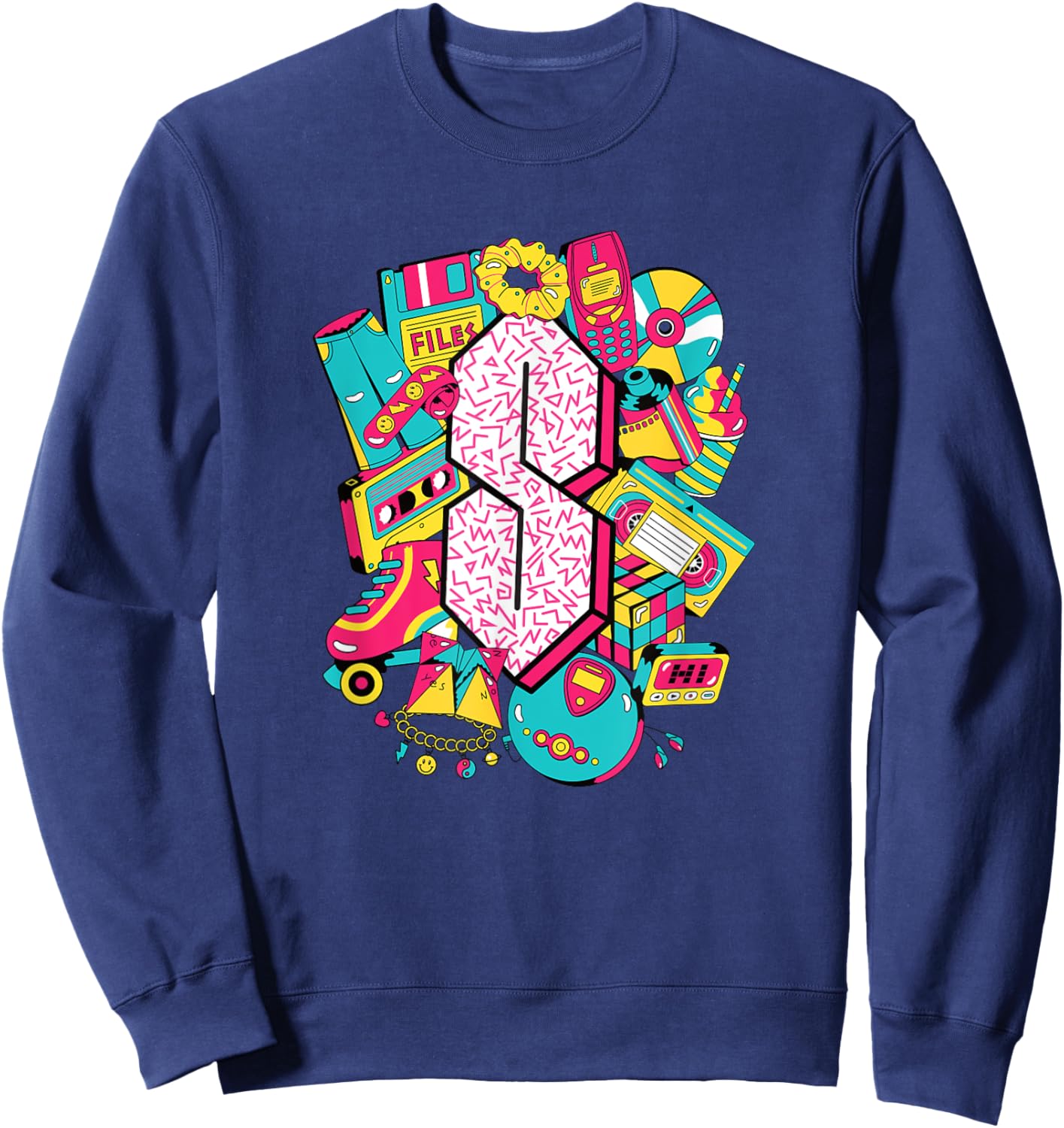 Vintage 1990 Pop Culture 90's Nostalgia Sweatshirt - Sweatshirt | Navy