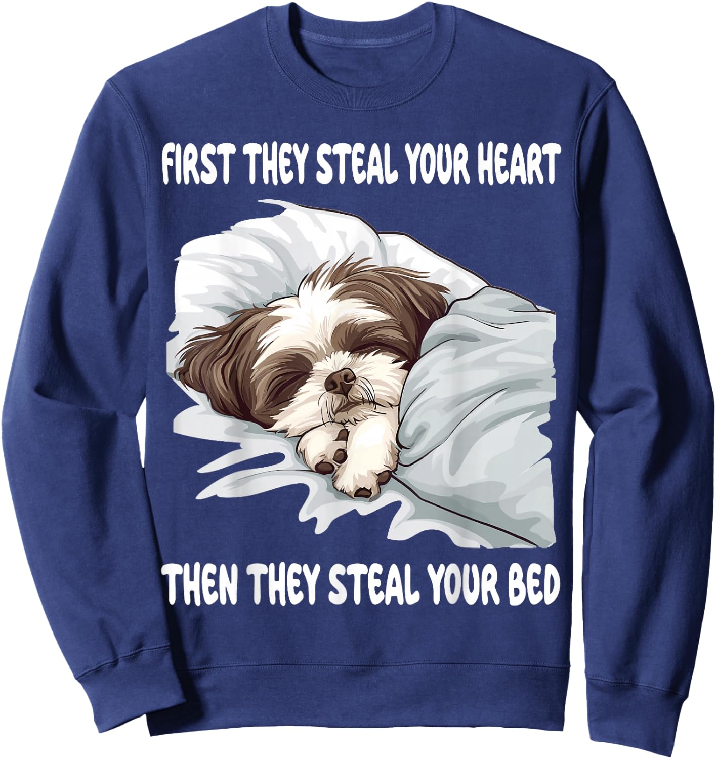 Shih Tzu Sleeping Pajamas Nightgown Sweatshirt - Sweatshirt | Navy