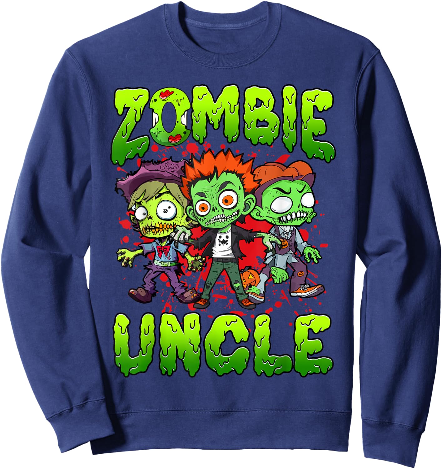 Zombie Uncle Halloween Costume Family Matching Sweatshirt - Sweatshirt | Navy