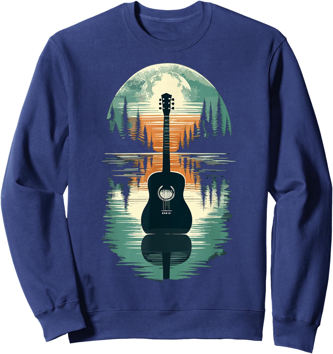 Guitar Lake Shadow Guitar Musician Sweatshirt - Sweatshirt | Navy
