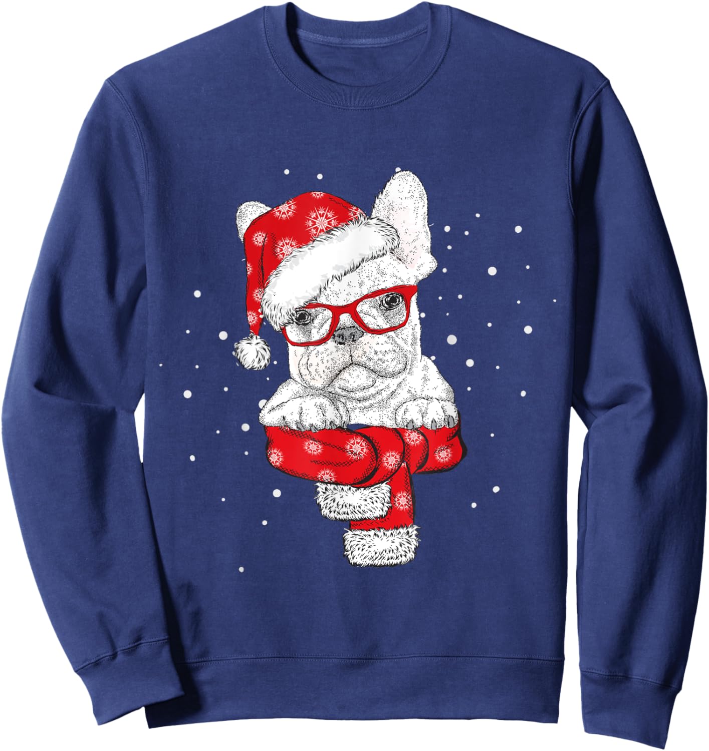 Christmas Santa Dog Lover Frenchie French Bulldog Pajamas Women Kids Sweatshirt - Sweatshirt | Navy