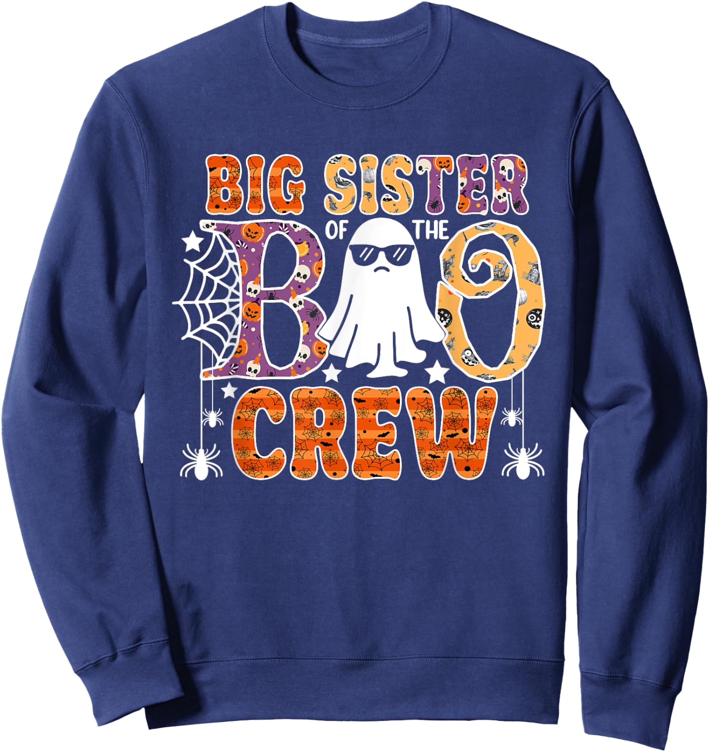 Big Sister Of The Boo Crew Funny Halloween Family Matching Sweatshirt - Sweatshirt | Navy