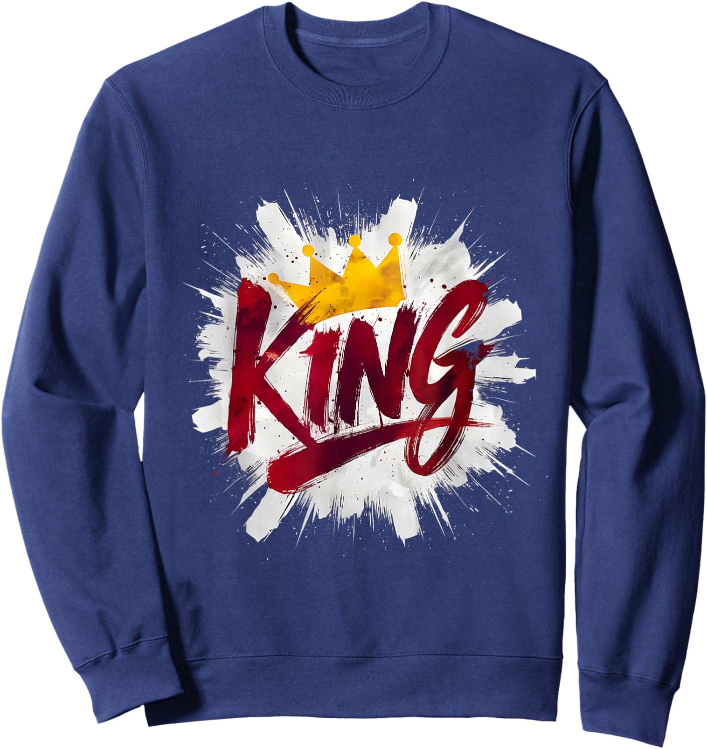 King with a Crown in Red and White Sweatshirt - Sweatshirt | Navy