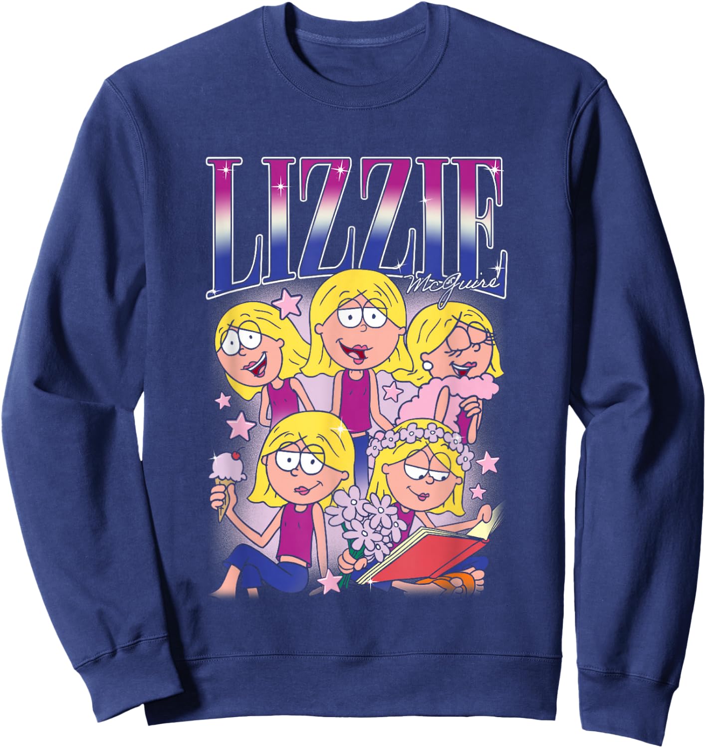 Disney Lizzy McGuire Lizzie 90s Style Collage Big Chest Logo Sweatshirt - Sweatshirt | Navy