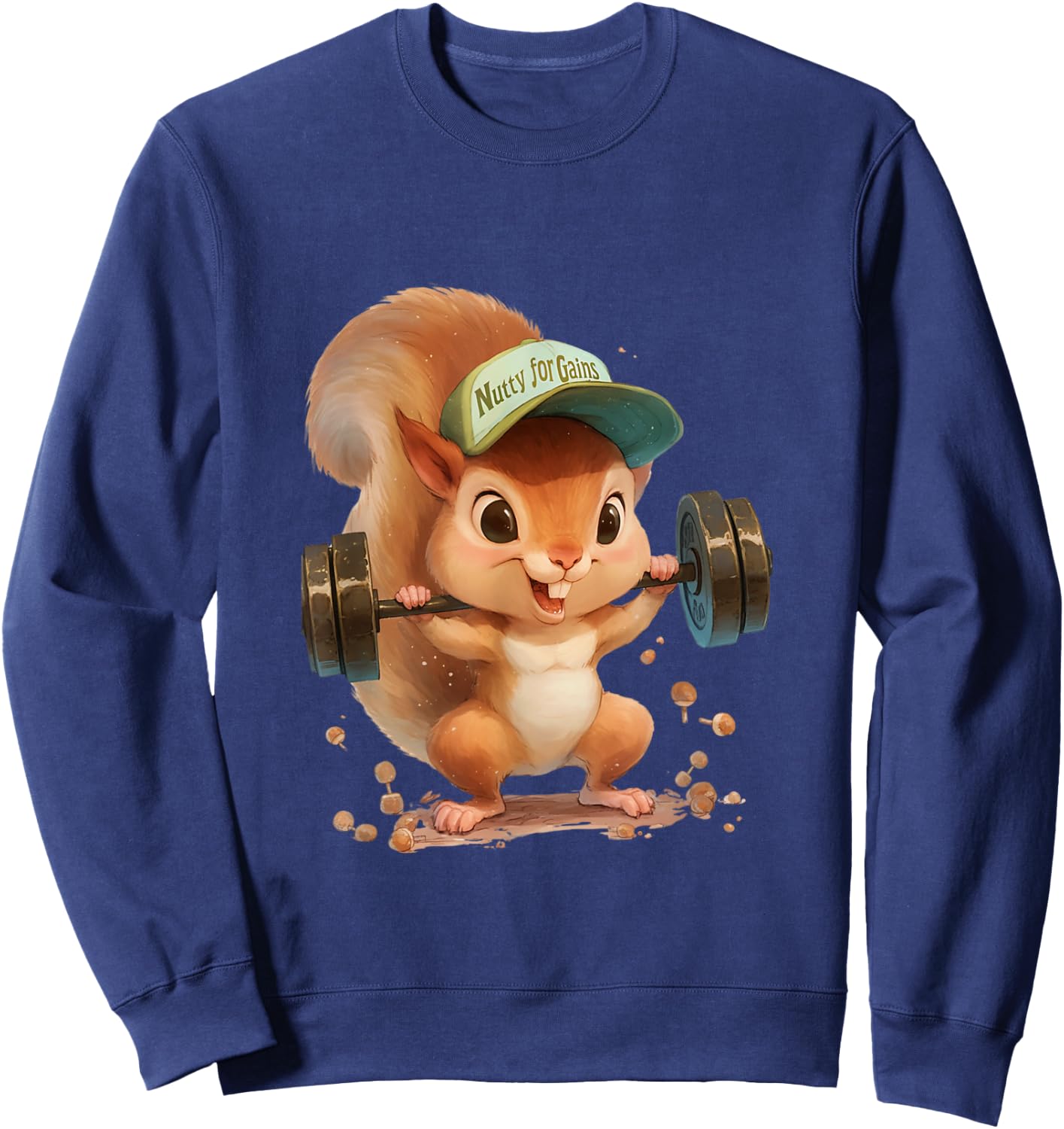Nutty for Gains Fitness Squirrel Workout Gym Art Sweatshirt - Sweatshirt | Navy
