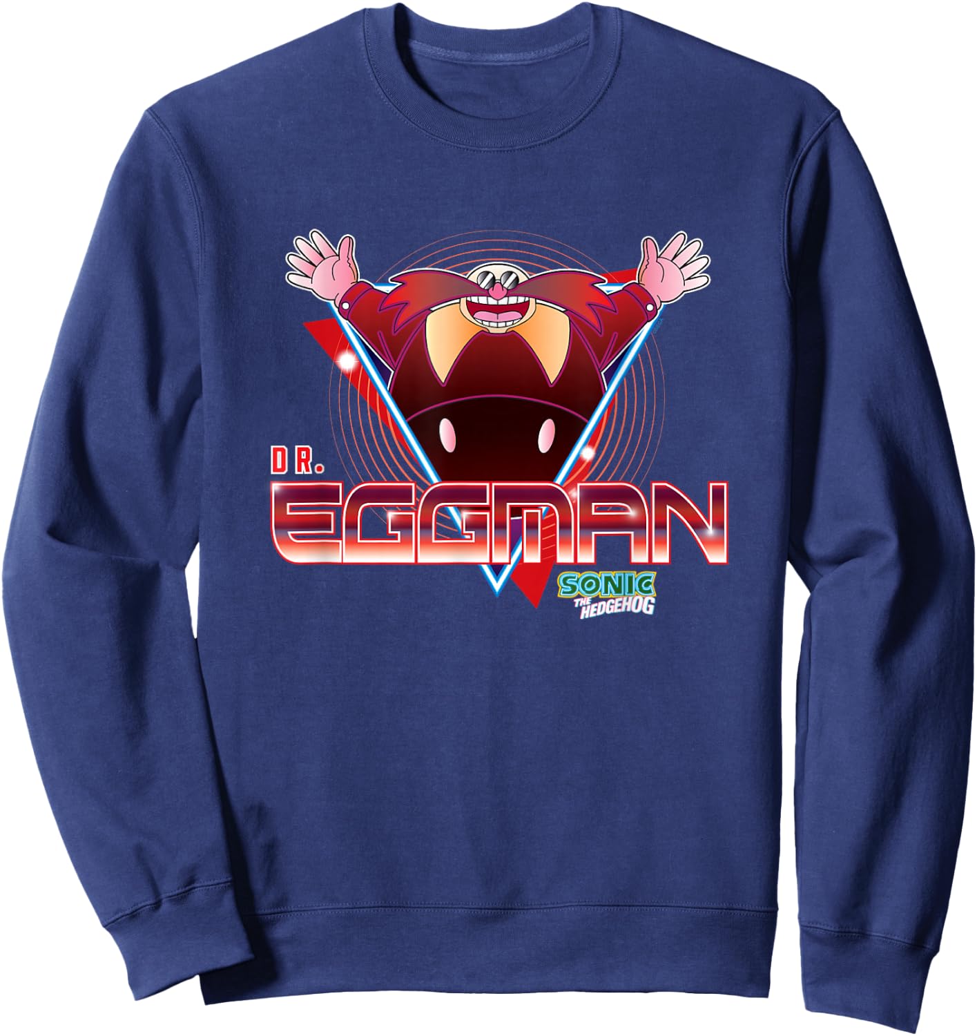 Sonic The Hedgehog Dr. Eggman Retro Neon Logo Sweatshirt - Sweatshirt | Navy