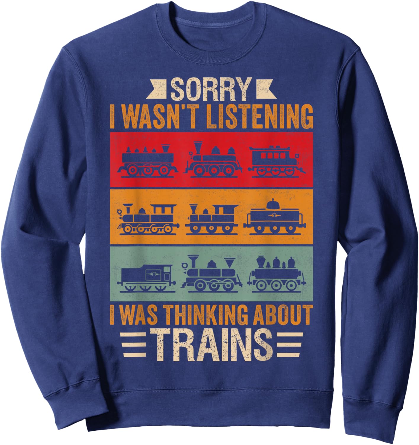 Retro Train Lover Conductor Costume Funny Train Boy Men Sweatshirt - Sweatshirt | Navy
