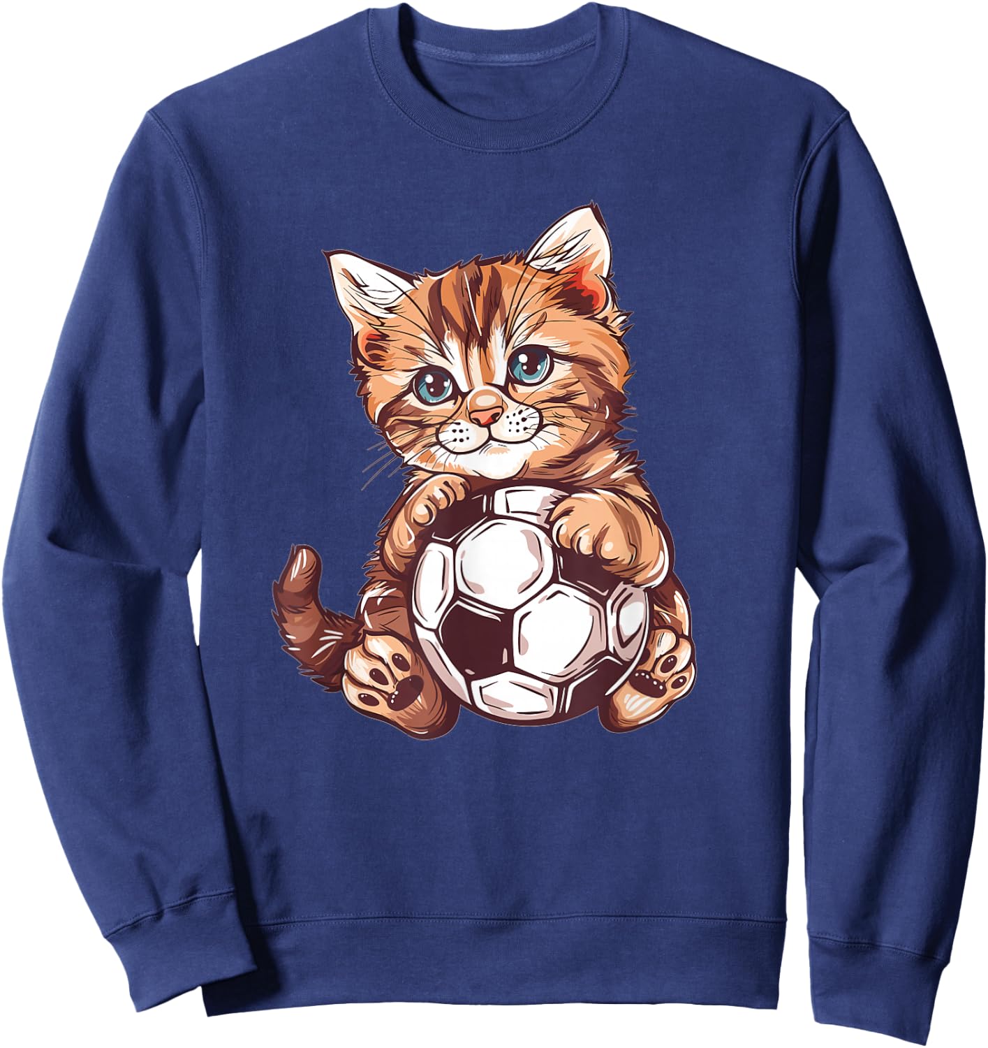 Cute Soccer Cat Sweatshirt - Sweatshirt | Navy