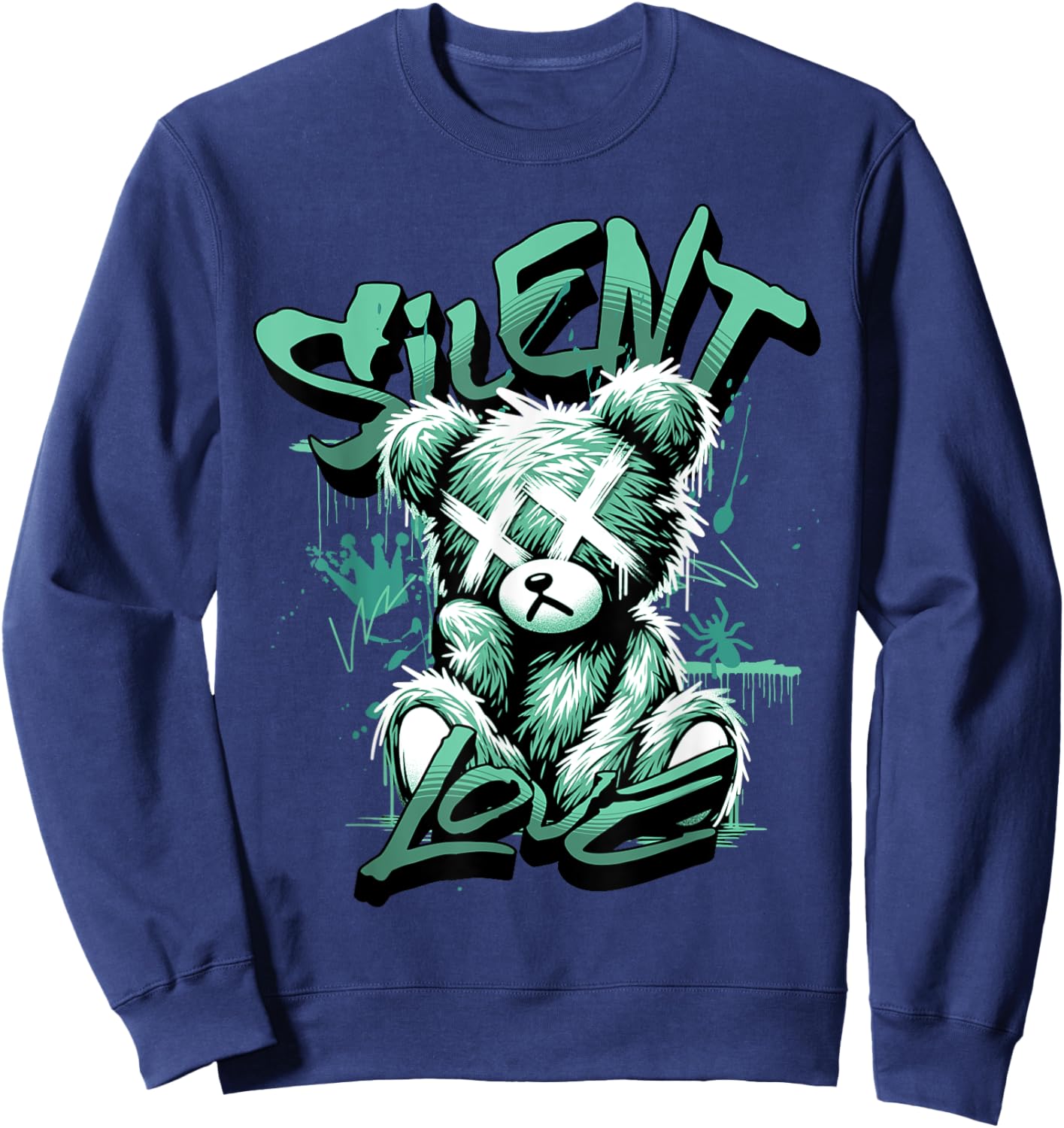 Silent Love Retro Green Glow 1s Matching Women Sweatshirt - Sweatshirt | Navy