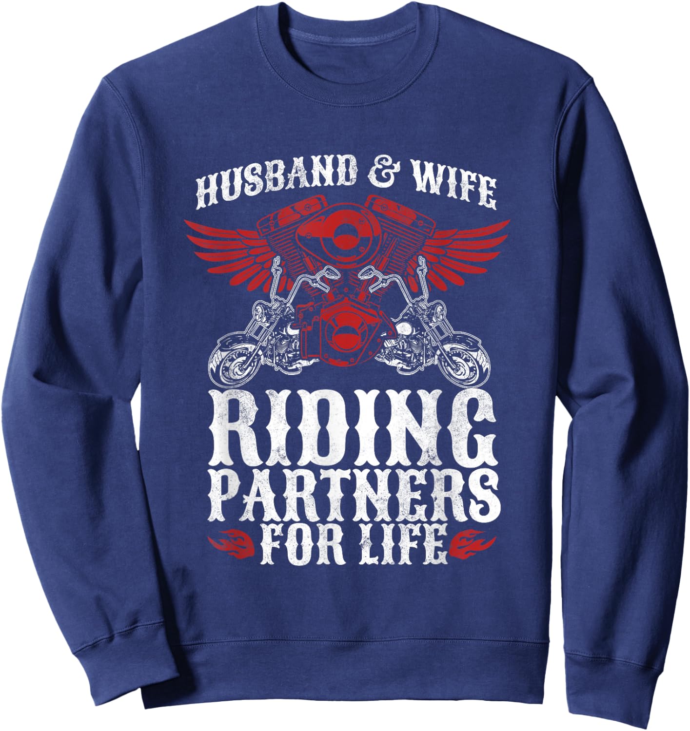 Motorcycle Biker Husband Wife Partners For Life Wedding Sweatshirt - Sweatshirt | Navy