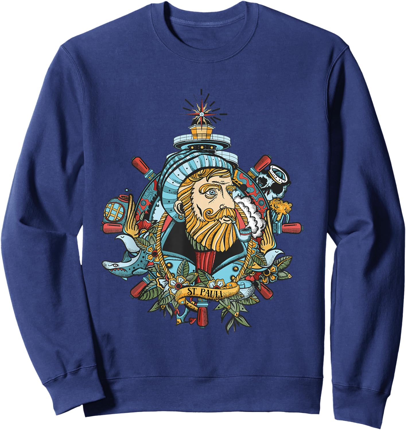 Seadog St. Pauli - Hamburg Cool Sailor Retro Tattoo Style Women Sweatshirt - Sweatshirt | Navy