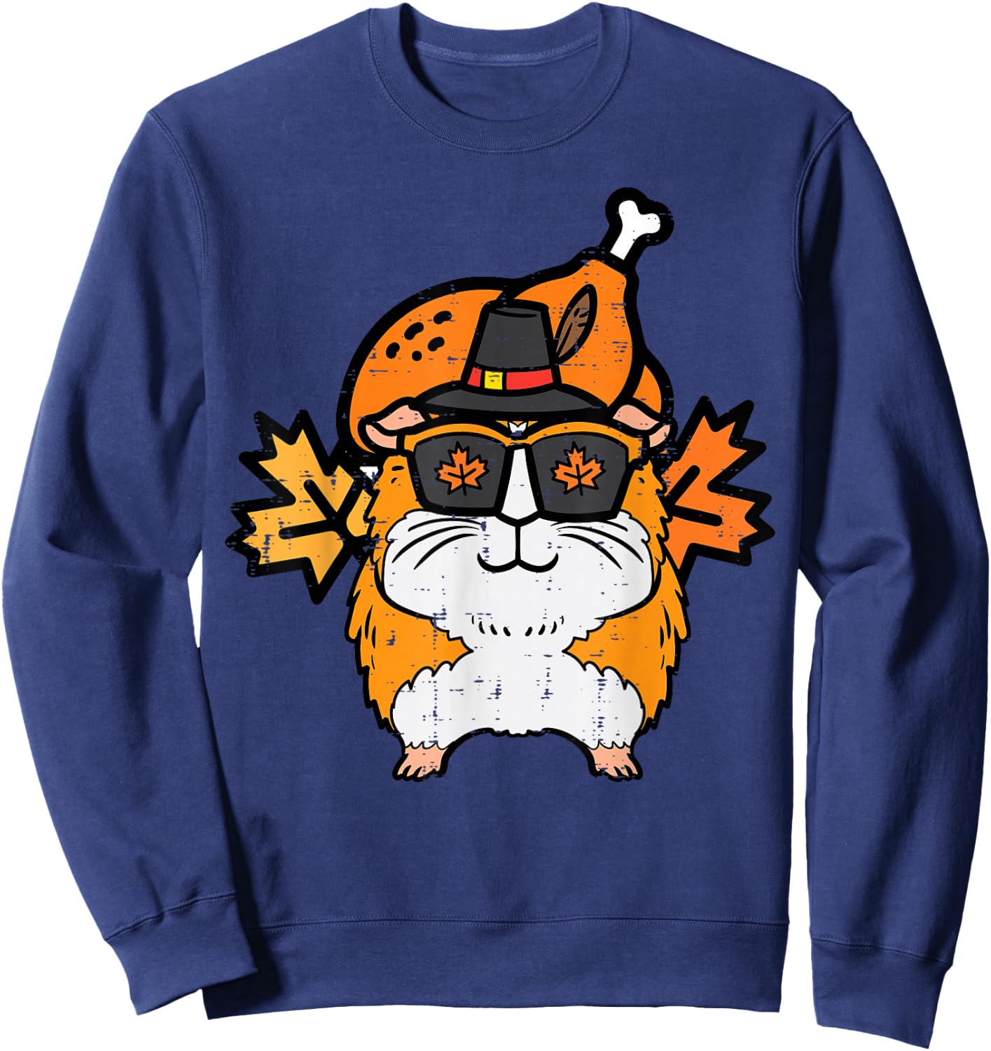 Thanksgiving Guinea Pig Turkey Day Fall Pet Men Women Kids Sweatshirt - Sweatshirt | Navy