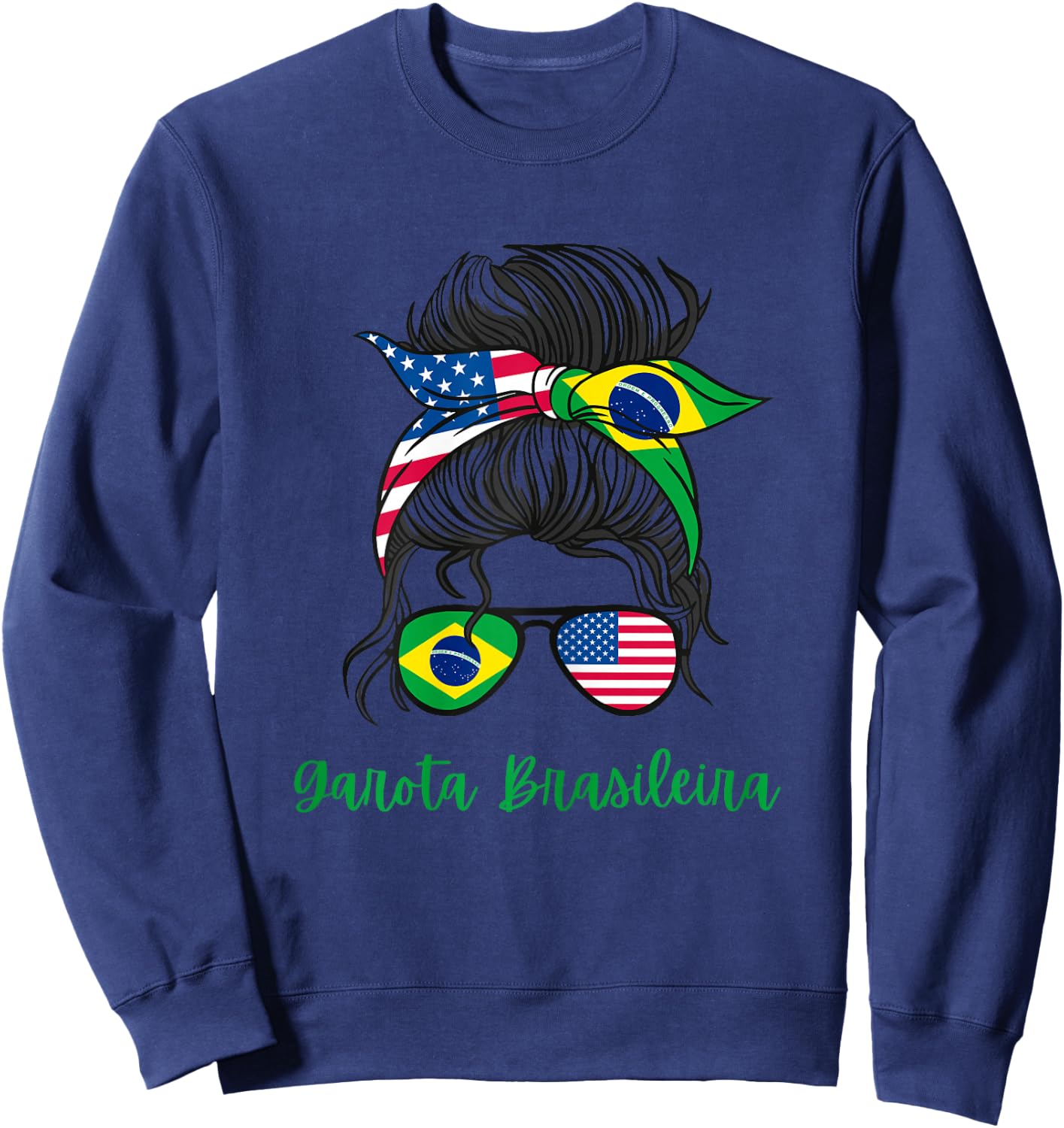 Brazil Girls USA American Brazilian Girl Sweatshirt - Sweatshirt | Navy