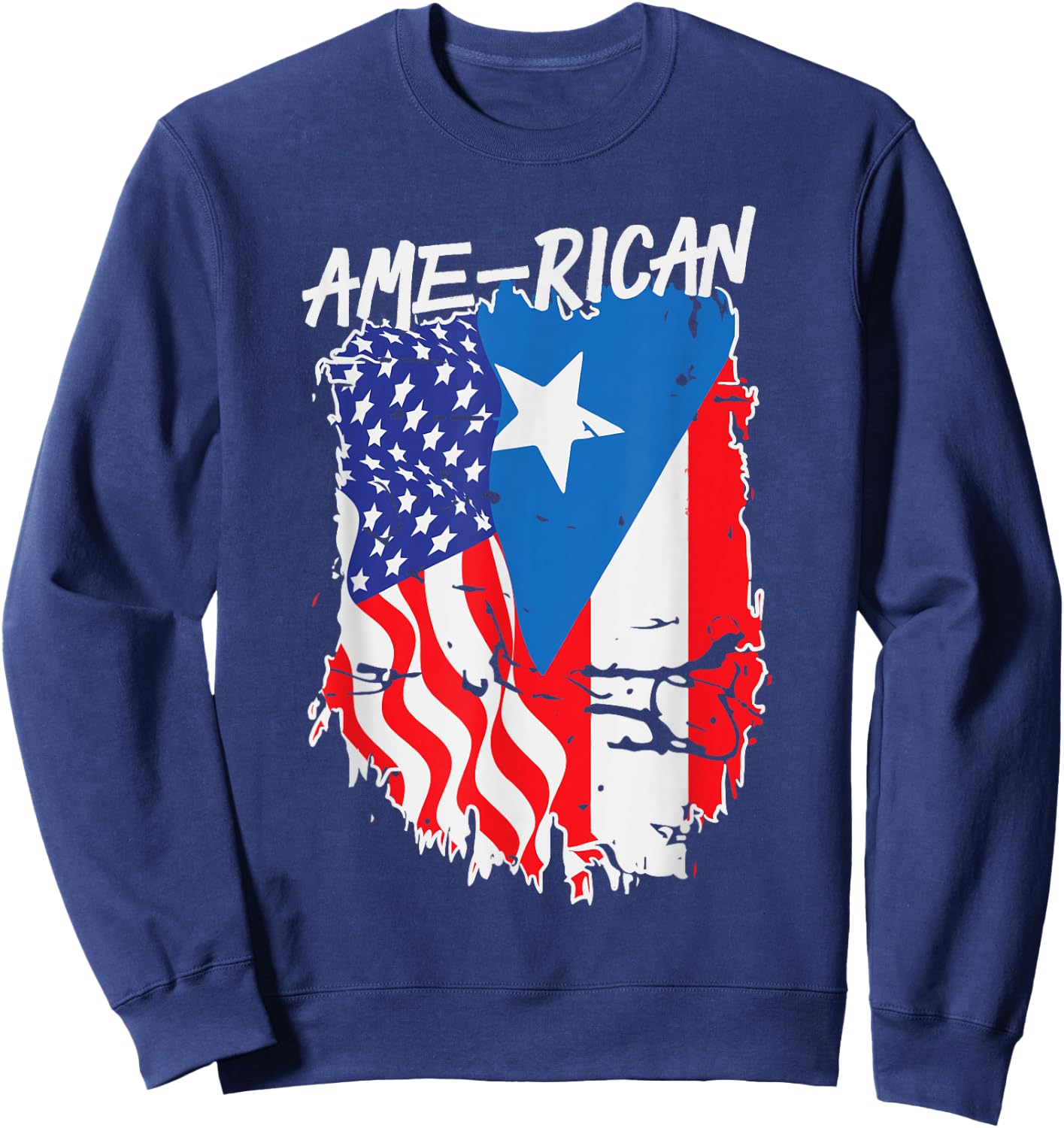 American Puerto Rican Flag Puerto Rico US America Hispanic Sweatshirt - Sweatshirt | Navy